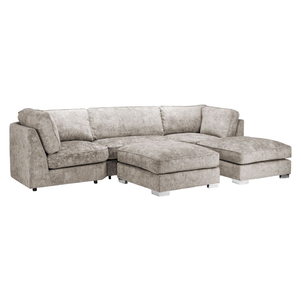 Bishop U Shape Corner Sofa Suite - Fullback - Truffle Velvet Fabric