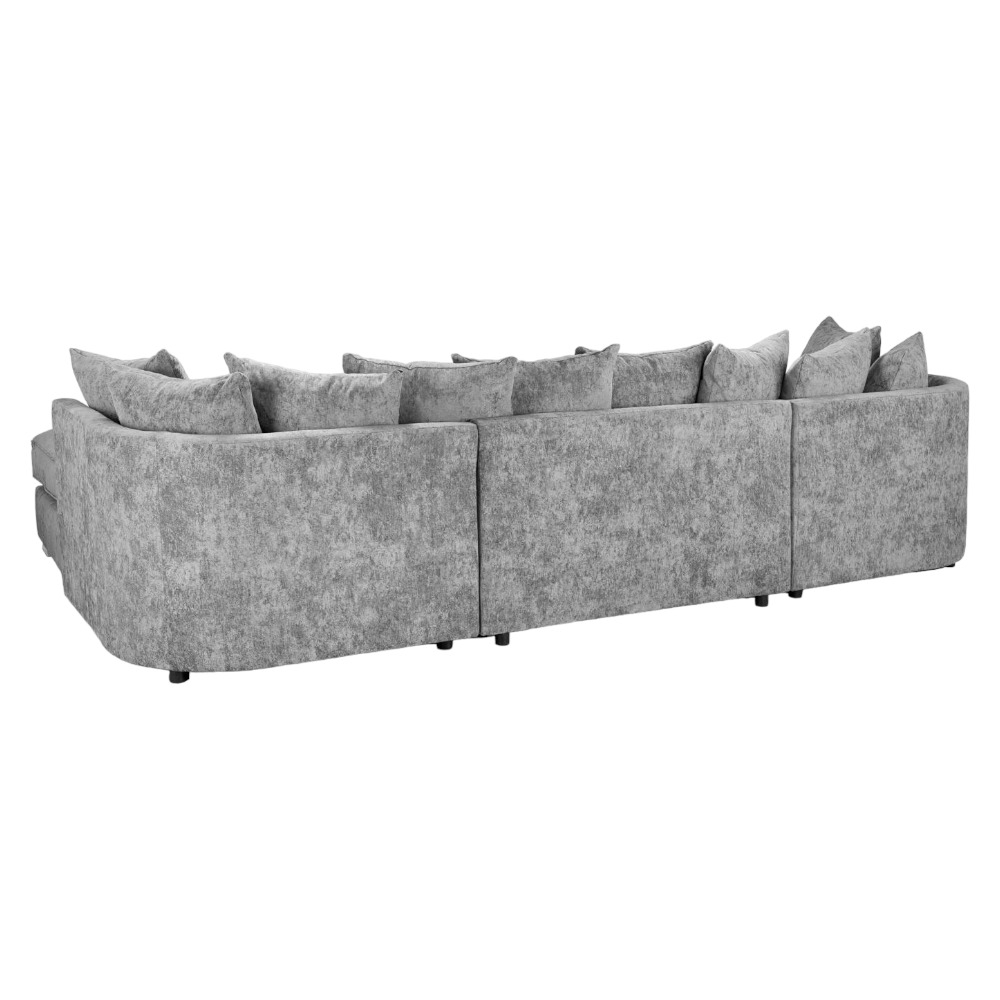 Bishop U Shape Corner Sofa Suite - Scatterback - Platinum Velvet Fabric