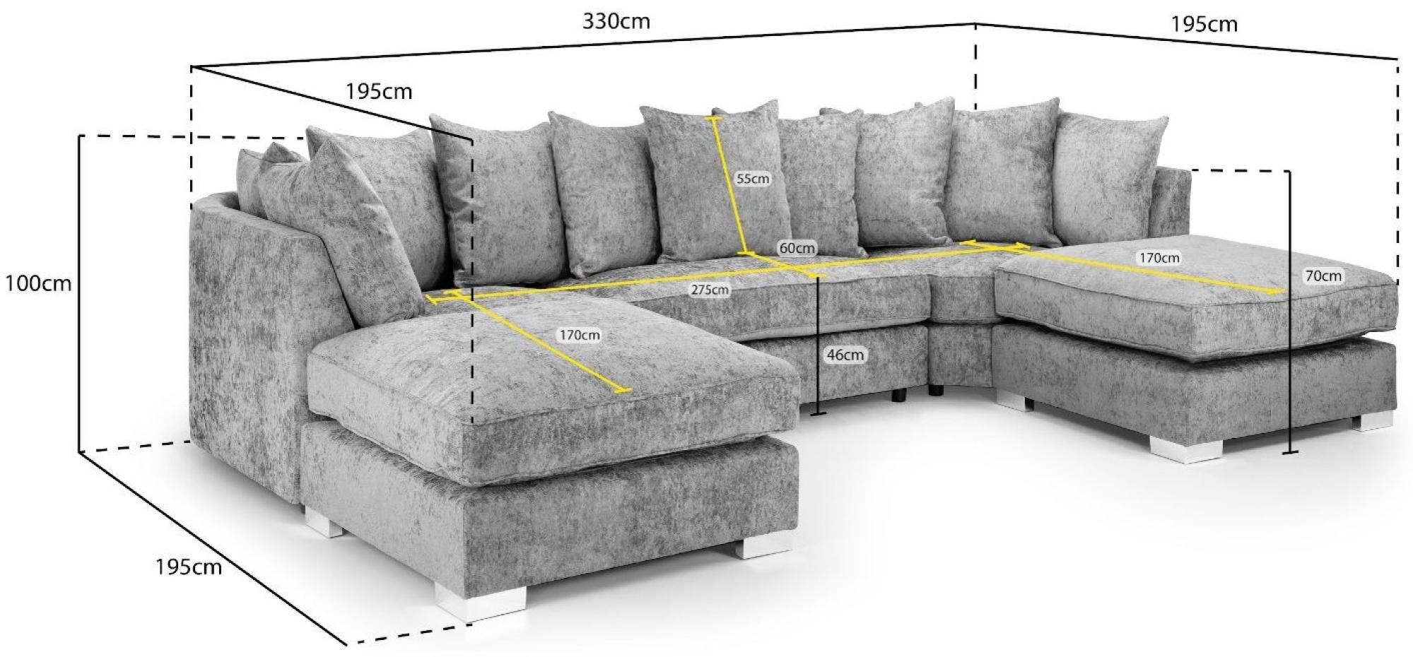 Bishop U Shape Corner Sofa Suite - Scatterback - Truffle Velvet Fabric