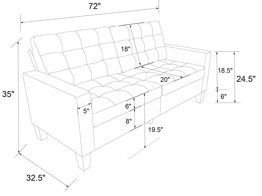 Emily Sofa - 2 Seater - Grey Linen Fabric - DA010-SFUK