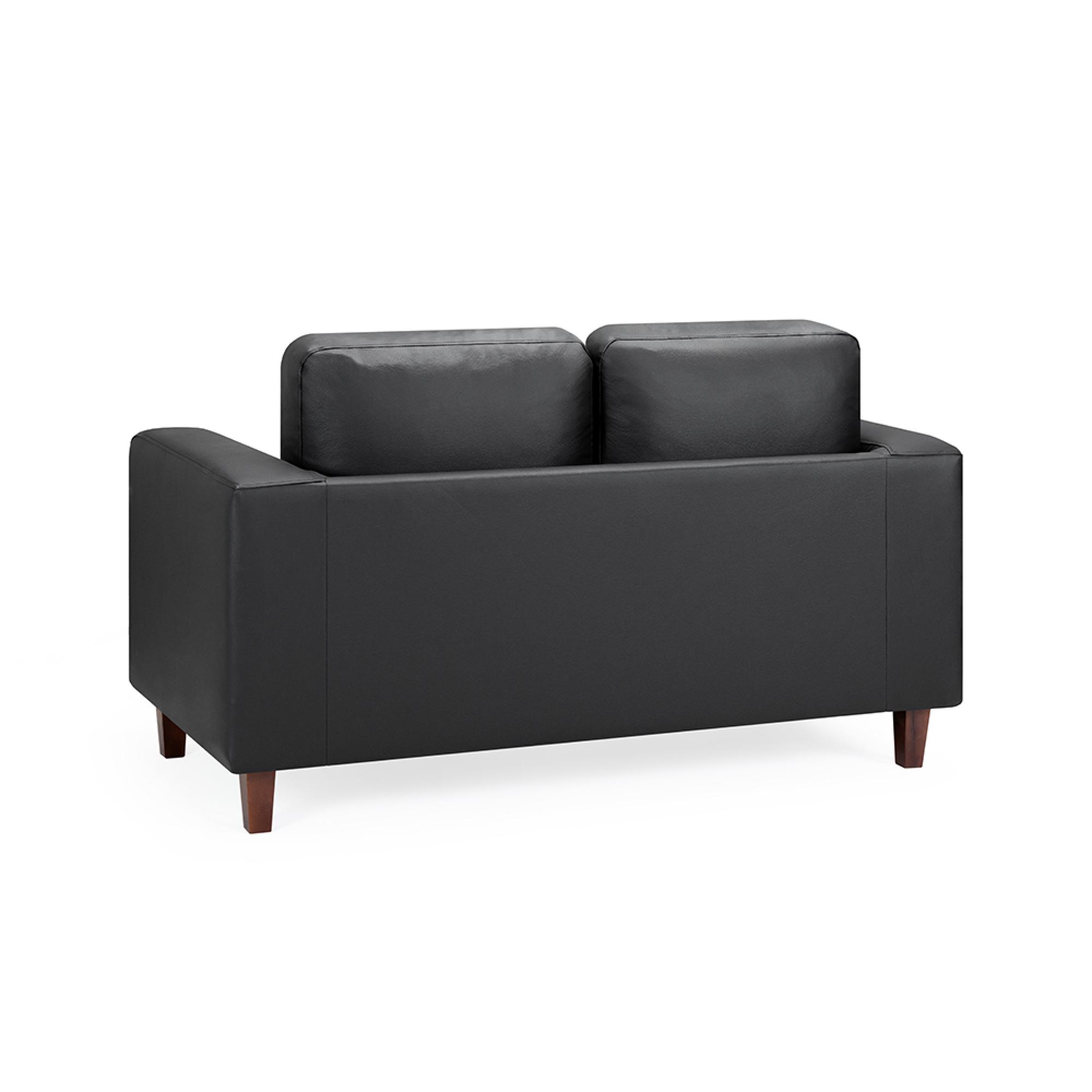 Box Sofa - Black Faux Leather - 2 Seater