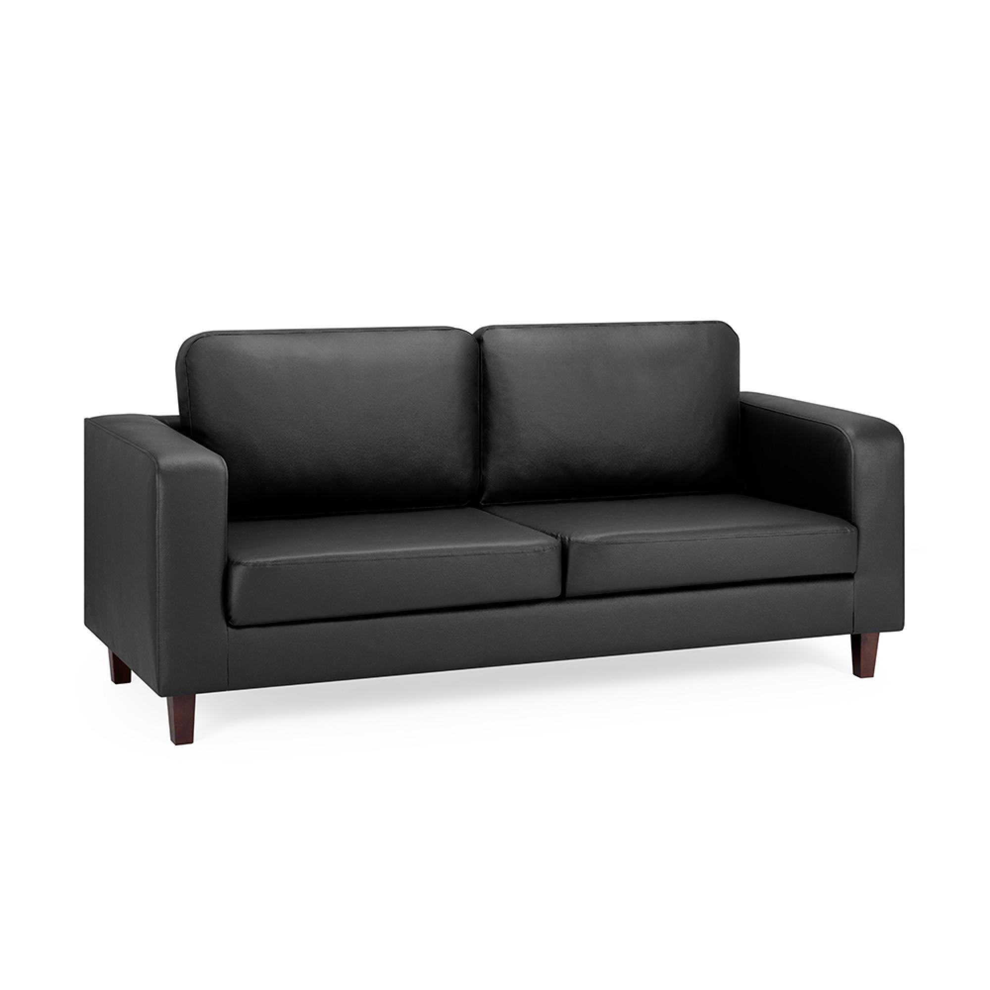 Box Sofa - Black Faux Leather - 3 Seater