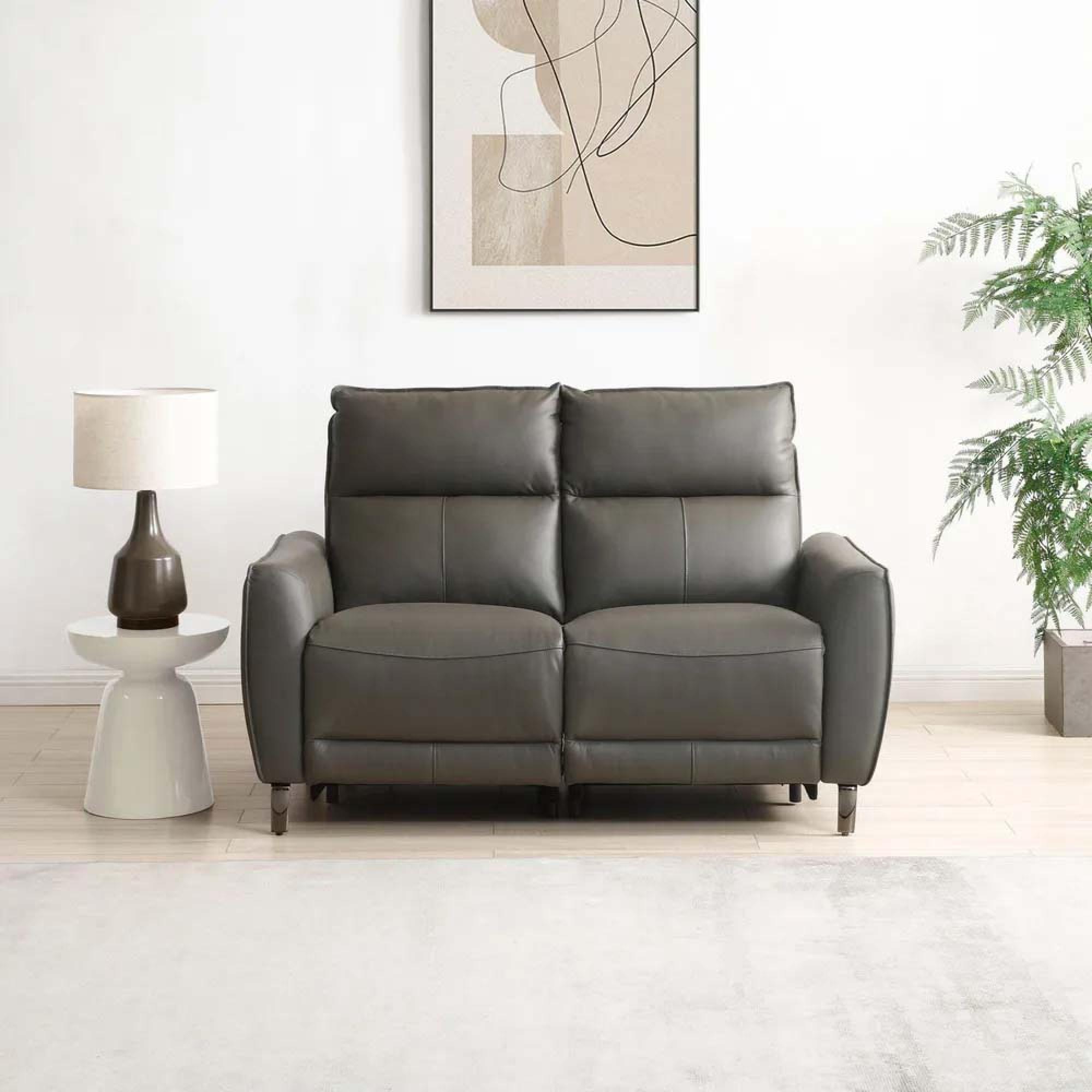 Brooke Electric Recliner Sofa - Grey Leather - 2 Seater
