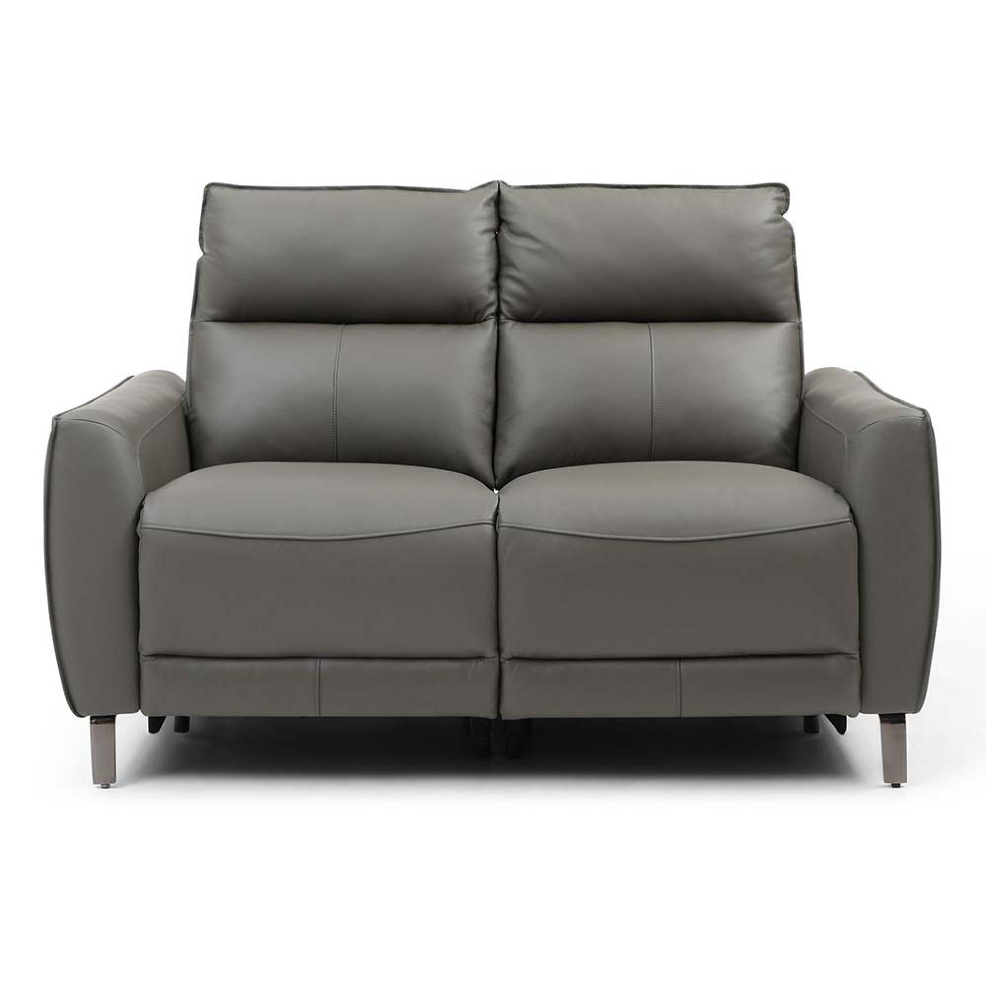 Brooke Electric Recliner Sofa - Grey Leather - 2 Seater