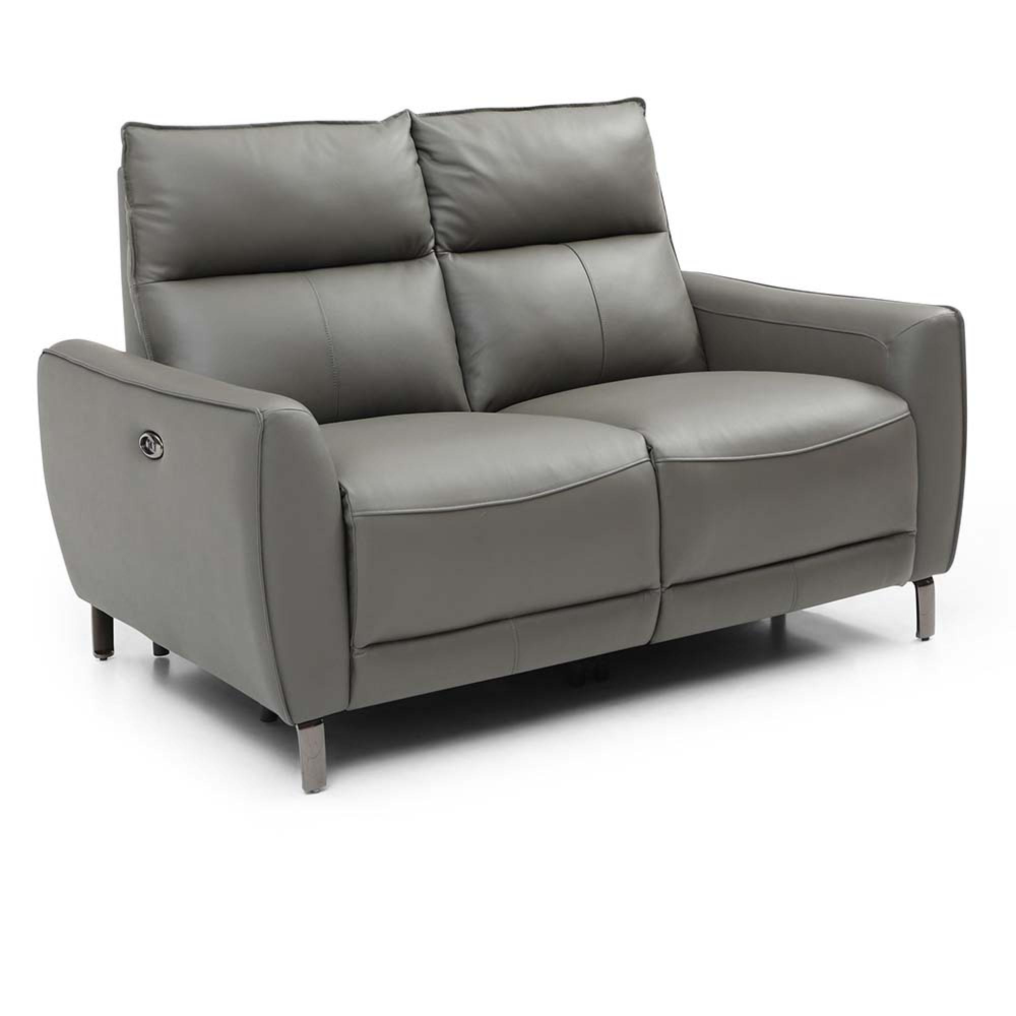 Brooke Electric Recliner Sofa - Grey Leather - 2 Seater