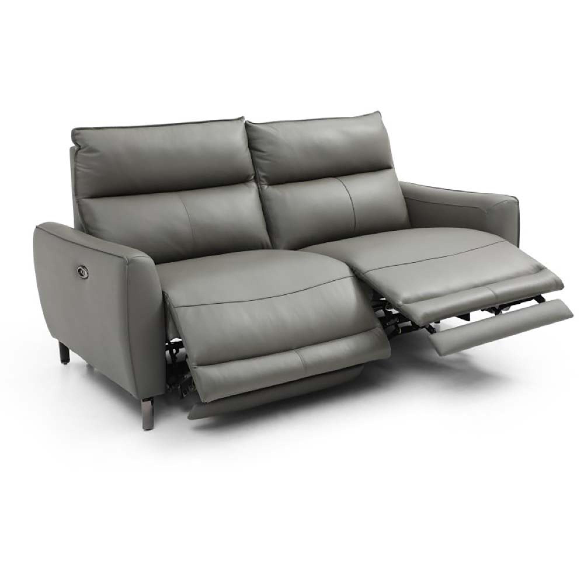 Brooke Electric Recliner Sofa - Grey Leather - 3 Seater