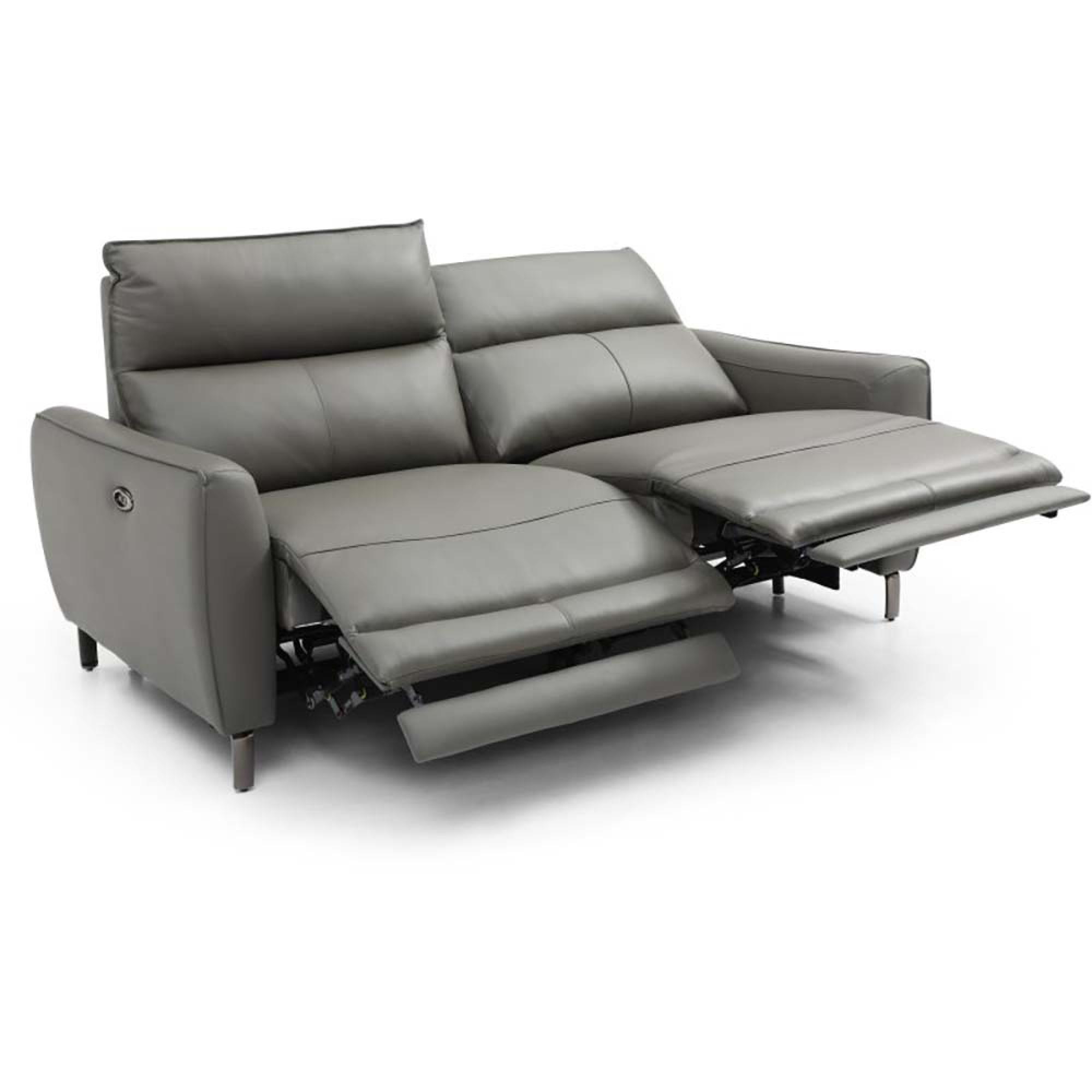 Brooke Electric Recliner Sofa - Grey Leather - 3 Seater