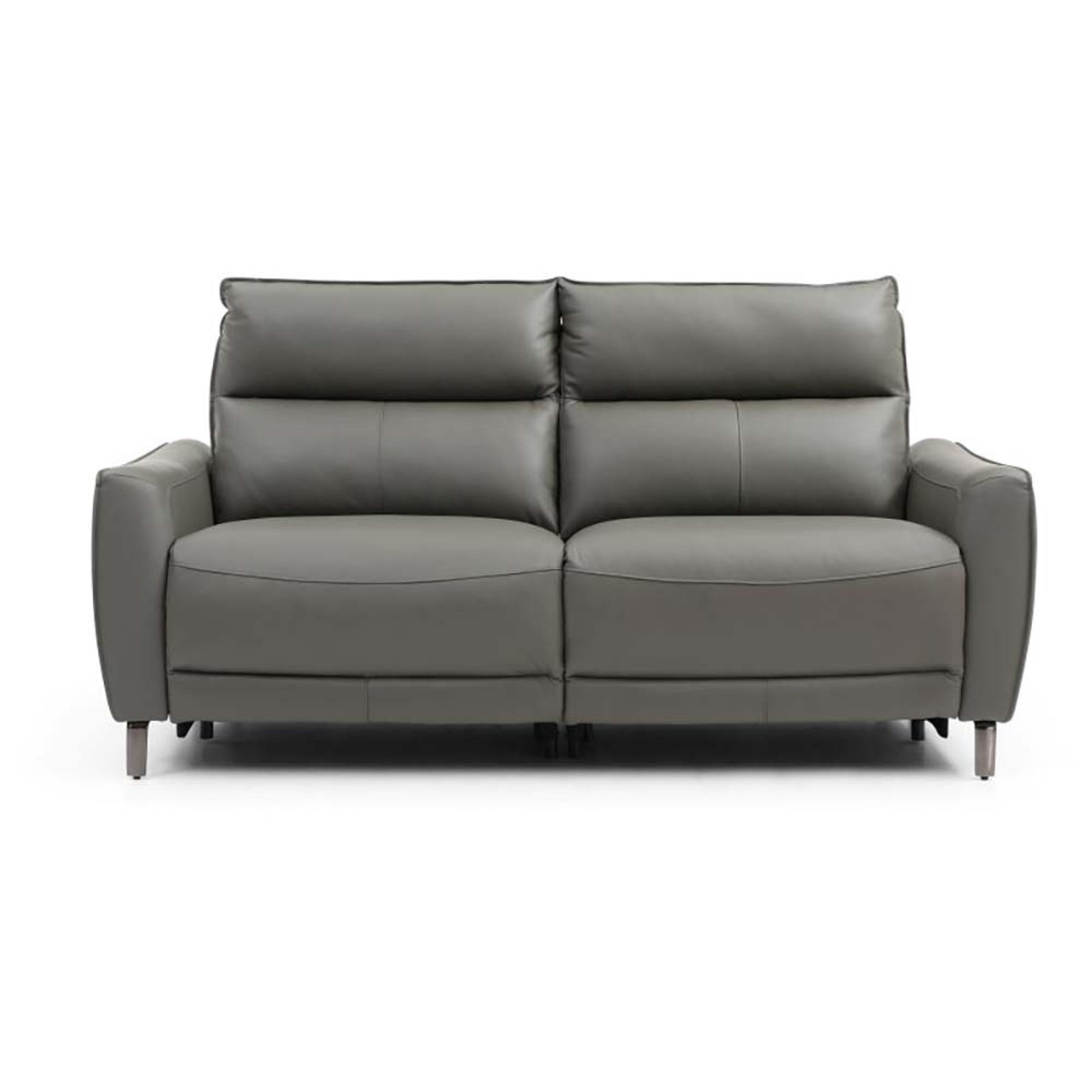 Brooke Electric Recliner Sofa - Grey Leather - 3 Seater