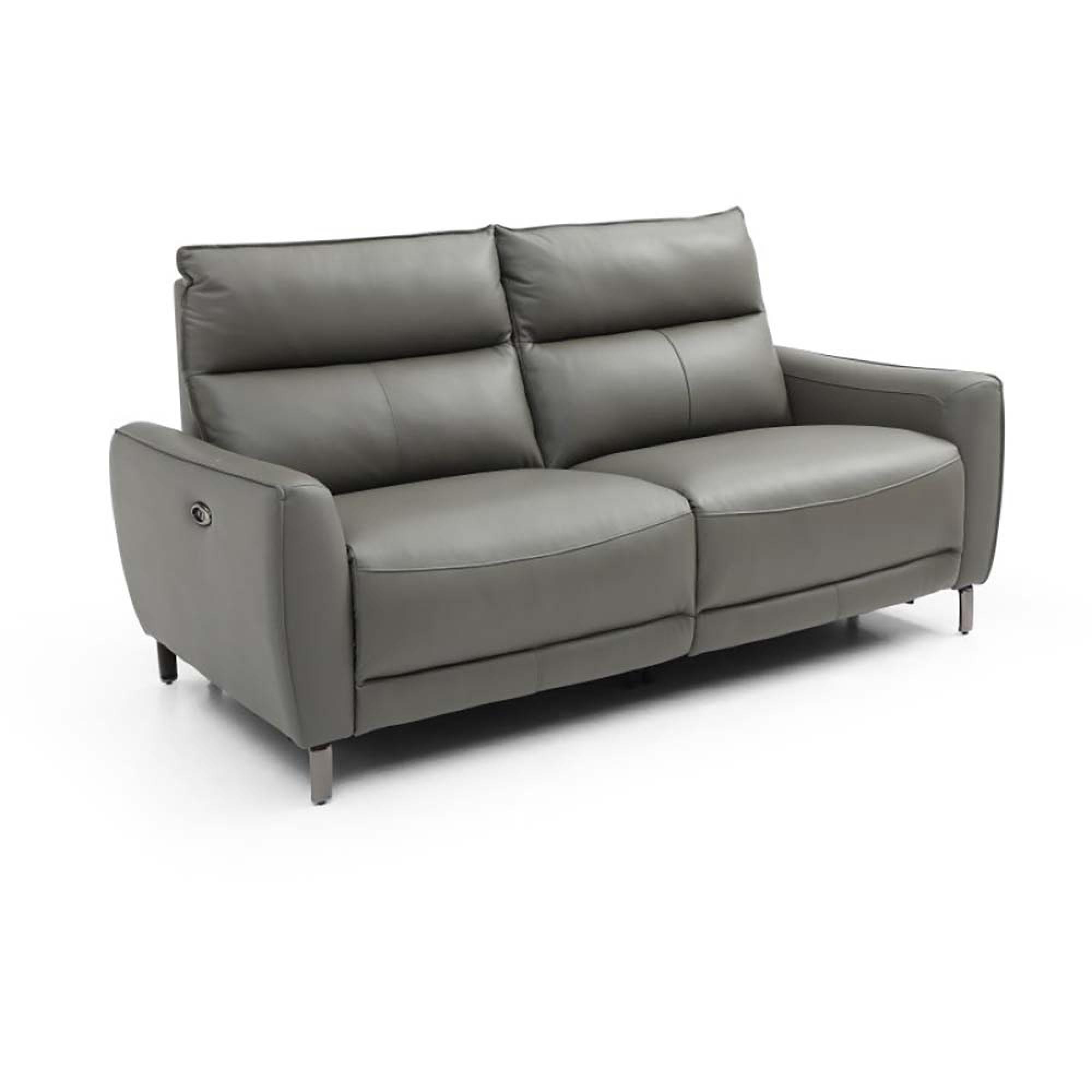 Brooke Electric Recliner Sofa - Grey Leather - 3 Seater