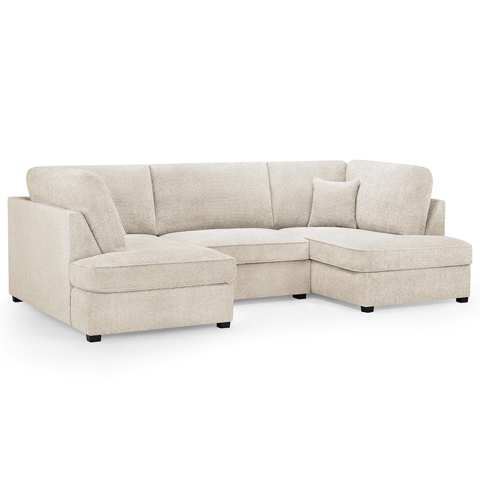Carnaby U Shape Corner Sofa - Beige Boucle Fabric