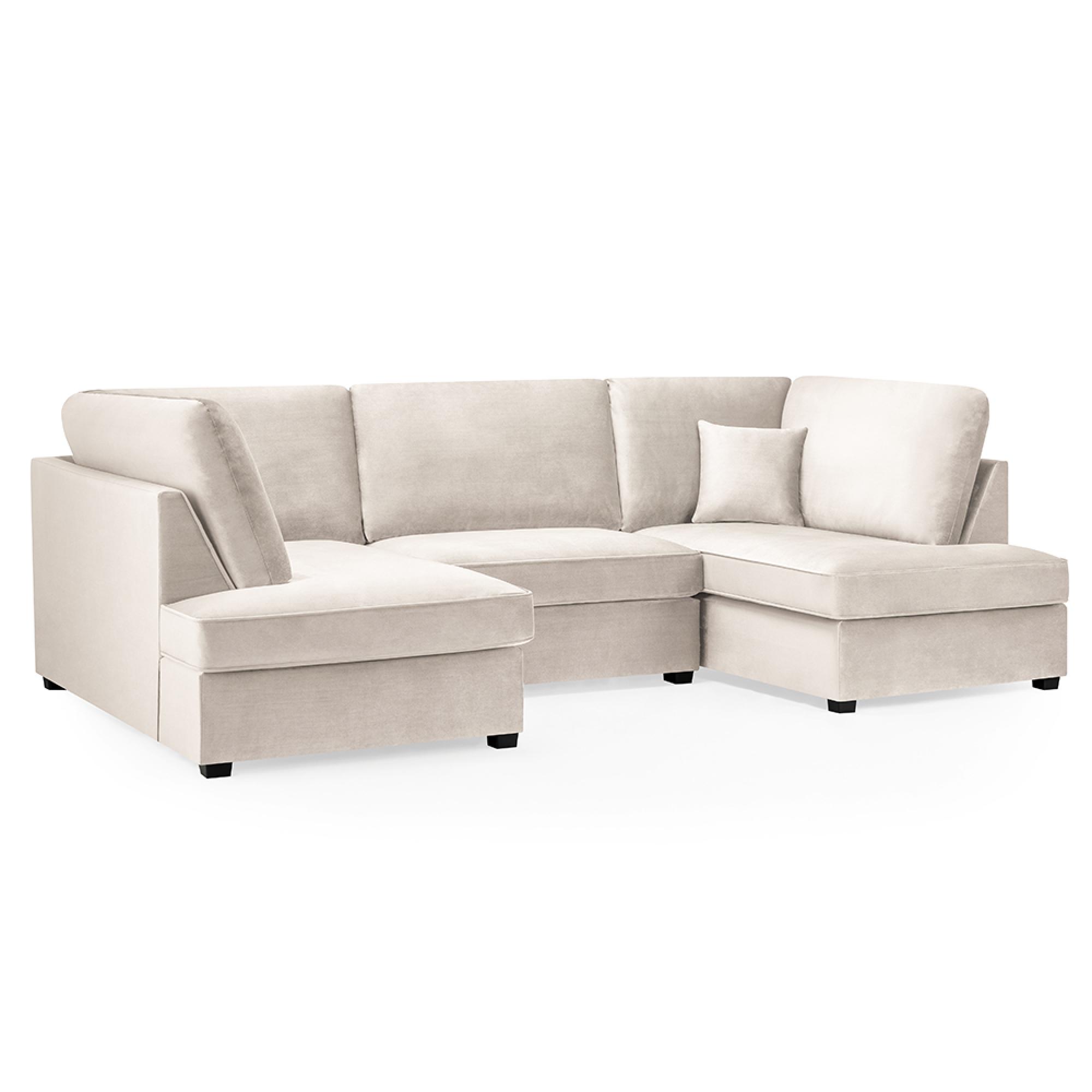 Carnaby U Shape Corner Sofa - Beige Plush Fabric