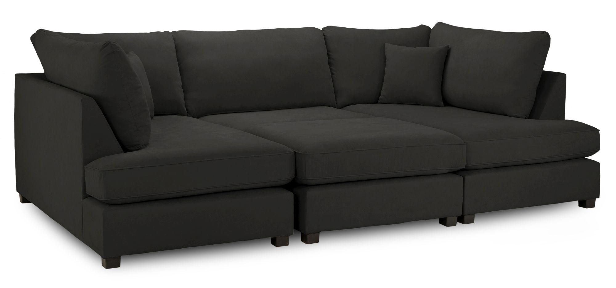 Carnaby U Shape Corner Sofa - Classic Black Fabric