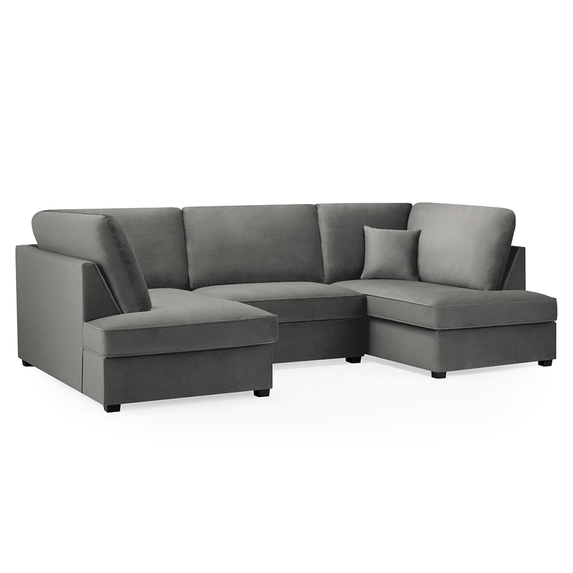 Carnaby U Shape Corner Sofa - Grey Plush Fabric
