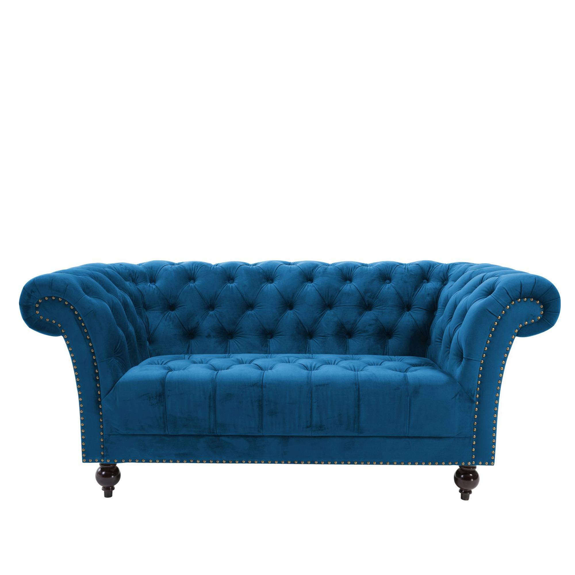 Chester Sofa - 2 Seater - Blue Velvet Fabric