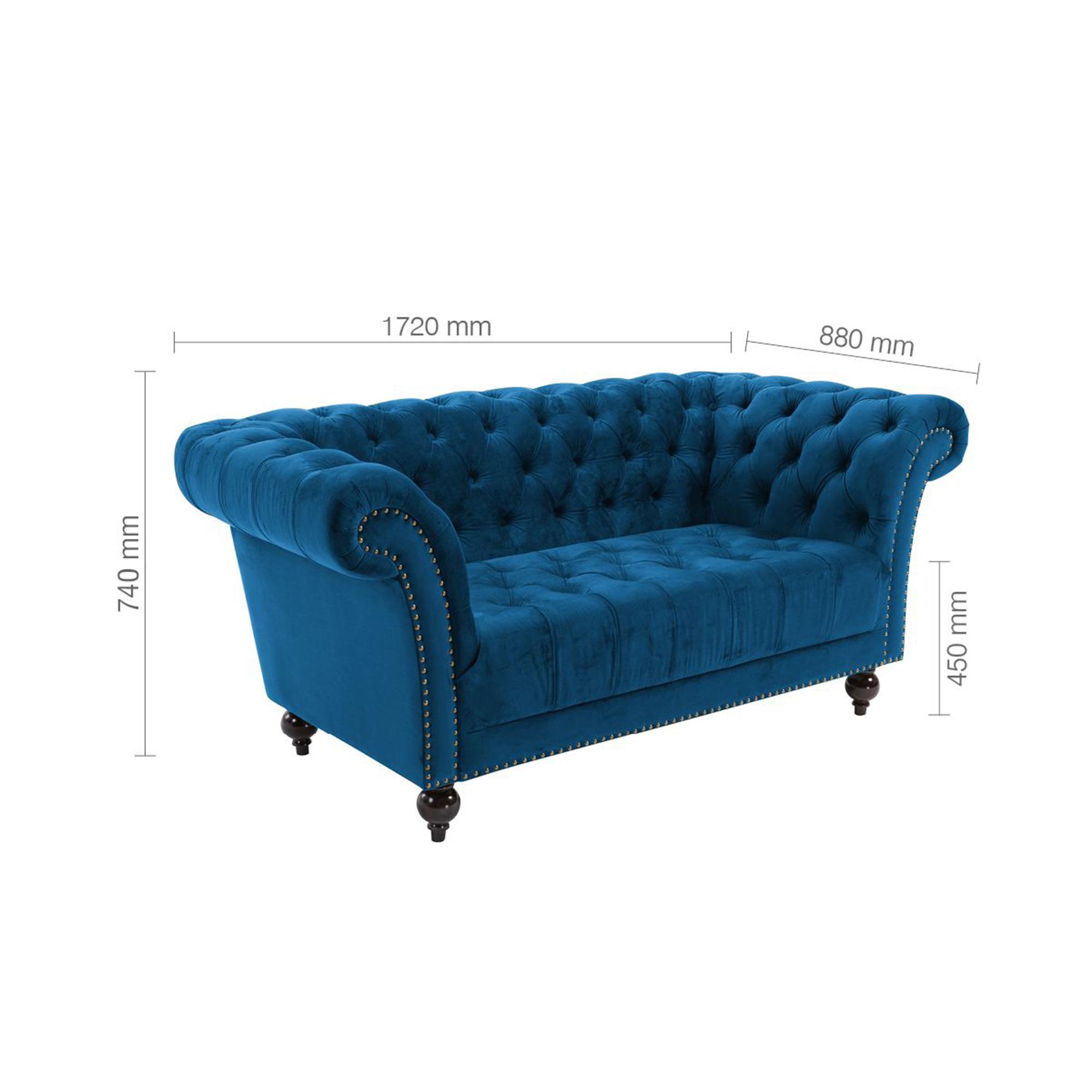 Chester Sofa - 2 Seater - Blue Velvet Fabric