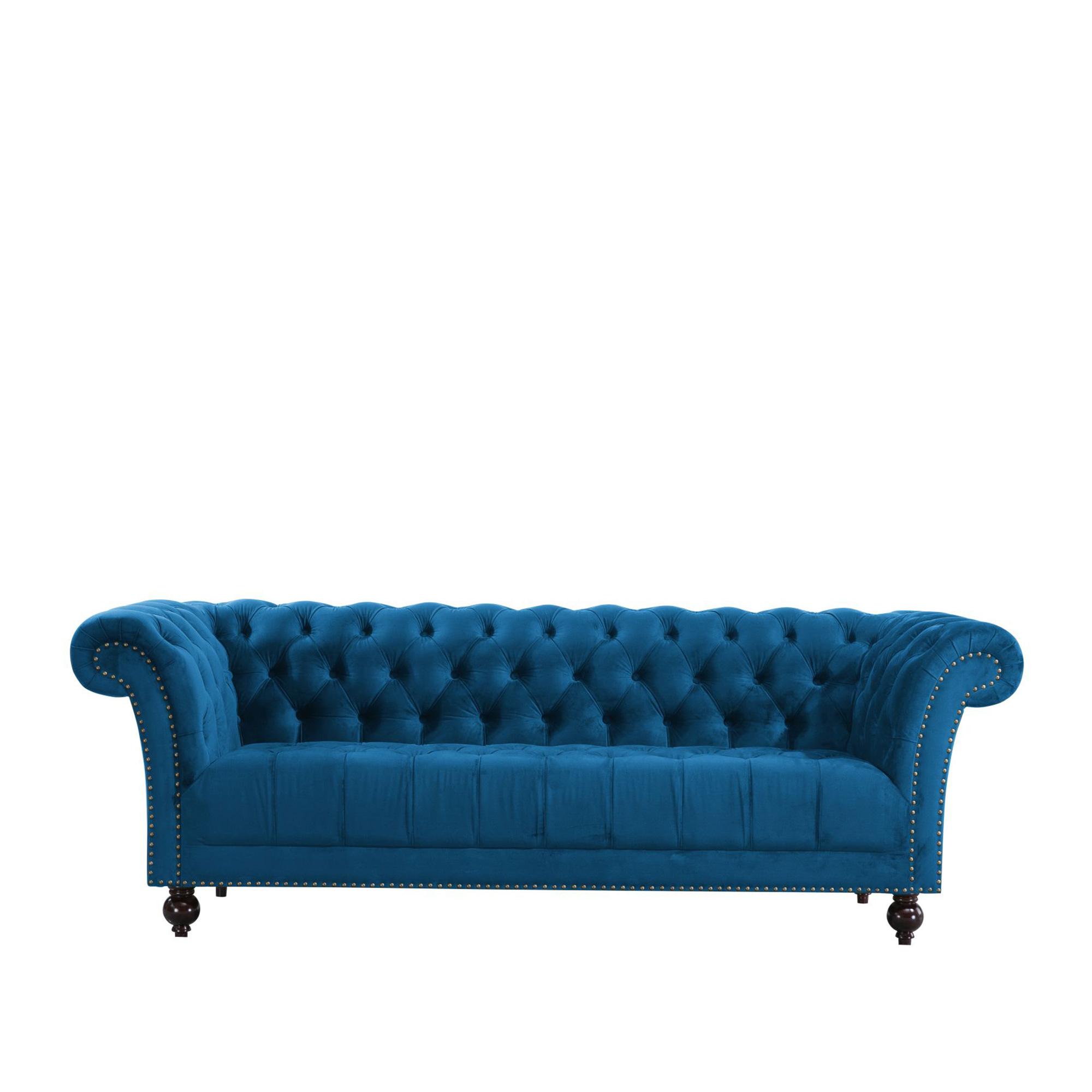 Chester Sofa - 3 Seater - Blue Velvet Fabric
