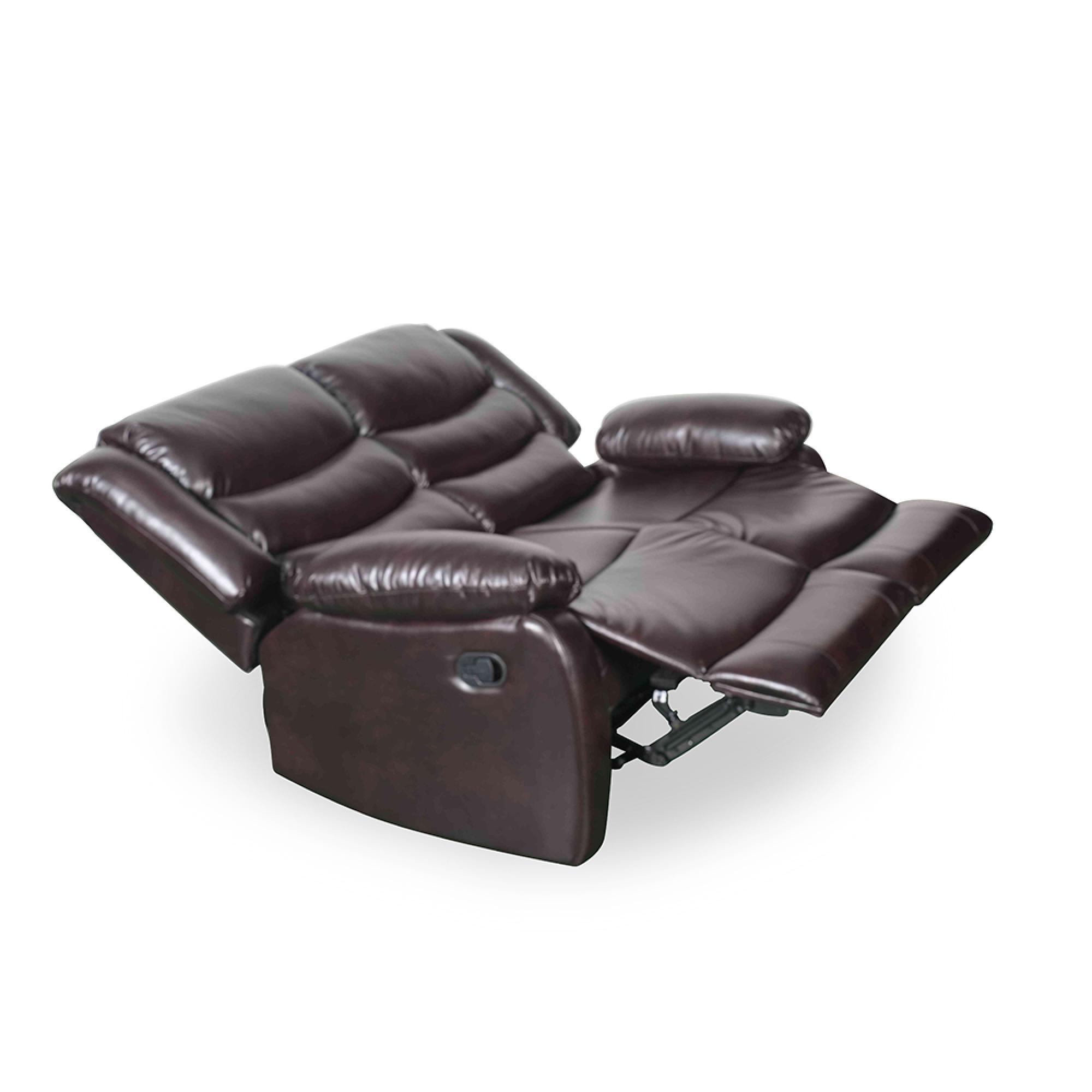 Conrad Manual Recliner Sofa - Brown Leather - 2 Seater