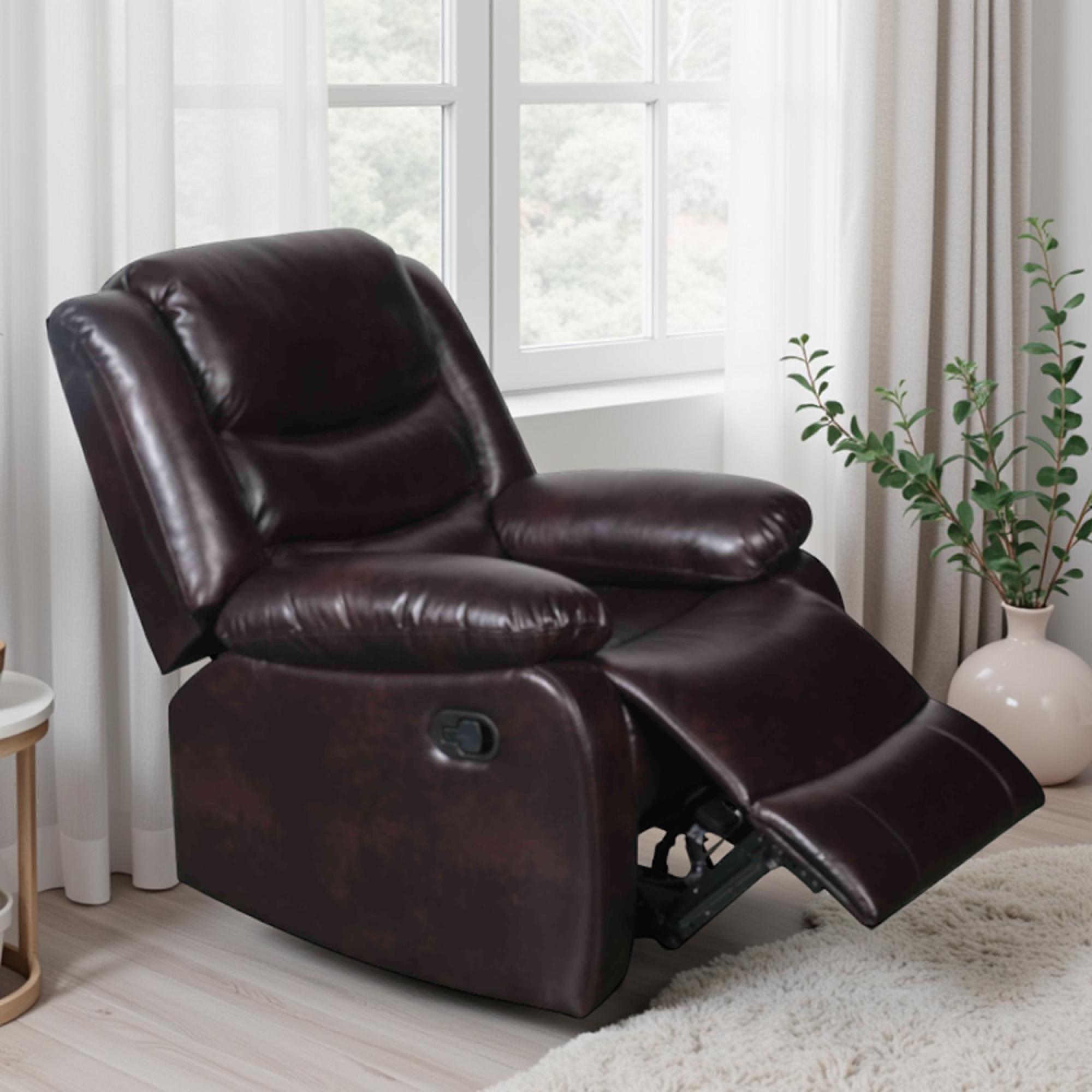 Conrad Manual Recliner Armchair - Brown Leather