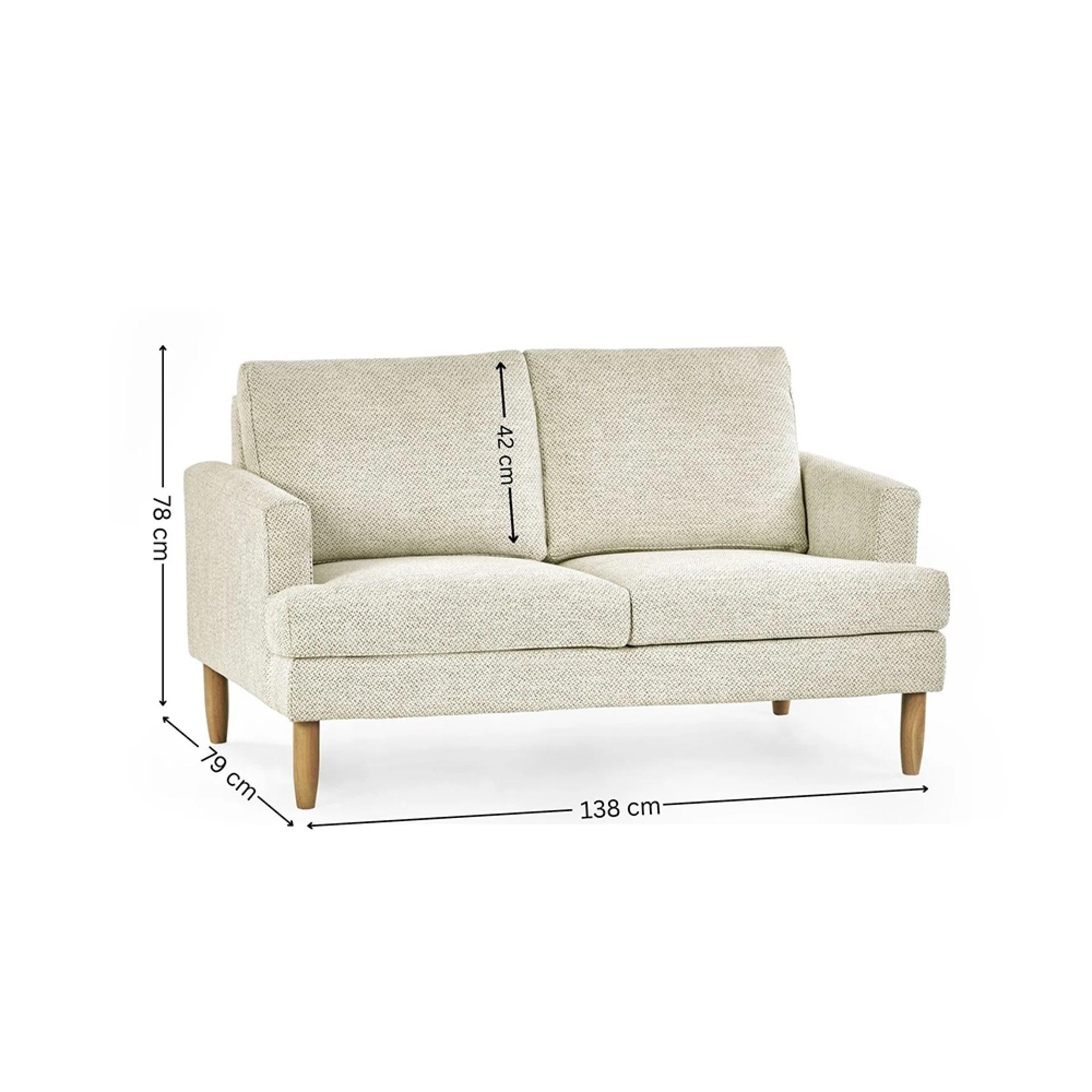 Daisy Beige Pearl Barley Fabric Sofa - 2 Seater