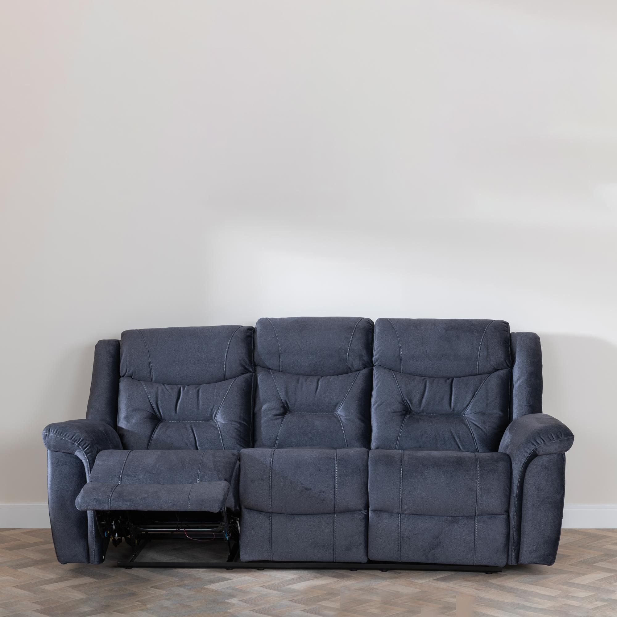 Dudley Silvano Recliner Sofa - 3 Seater - Blue Fabric