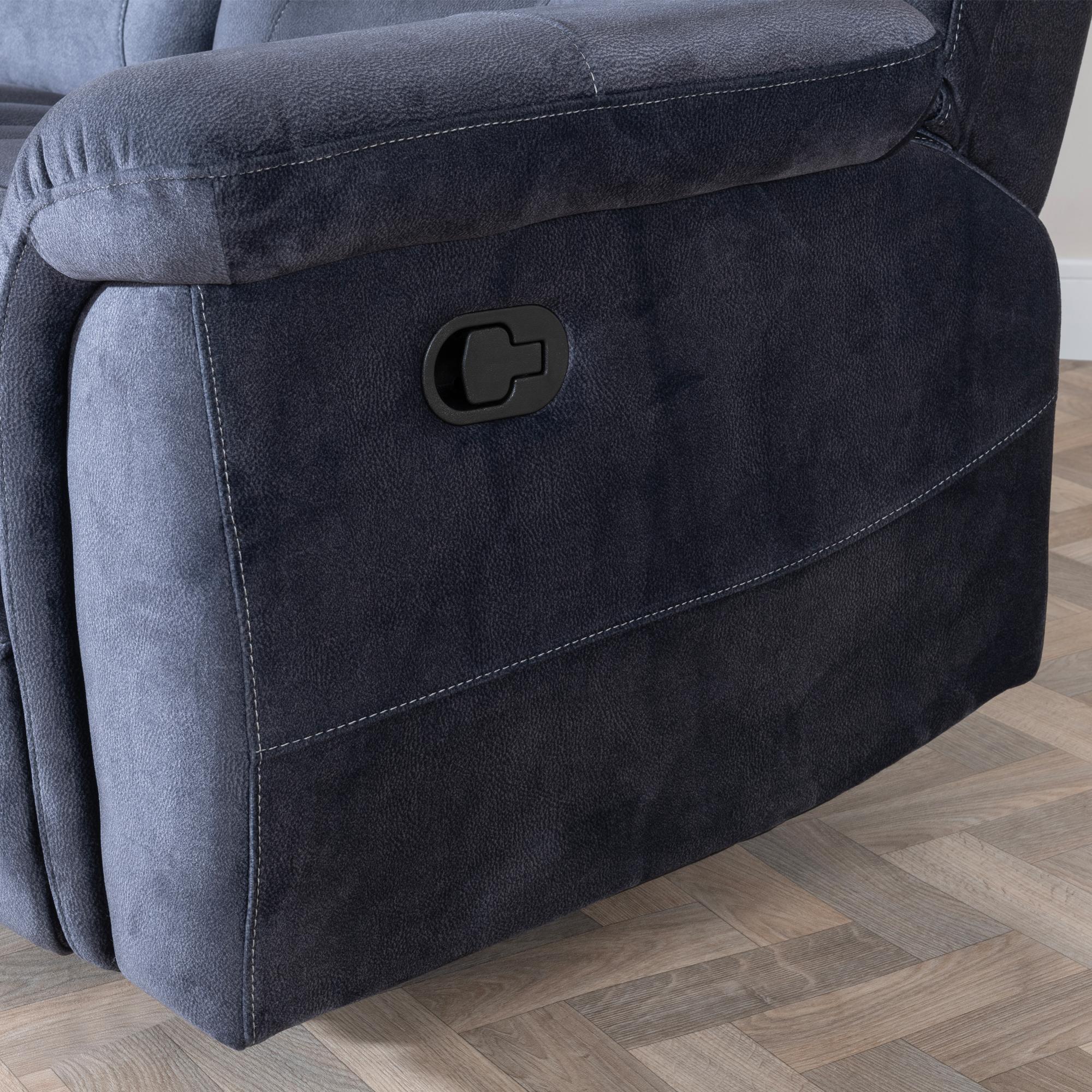 Dudley Silvano Recliner Sofa - 3 Seater - Blue Fabric