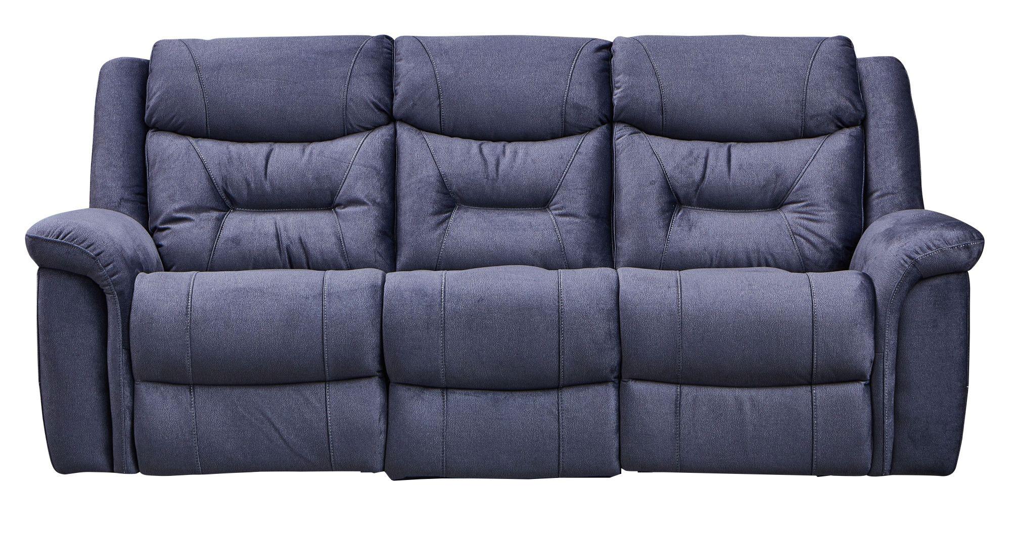 Dudley Silvano Recliner Sofa - 3 Seater - Blue Fabric