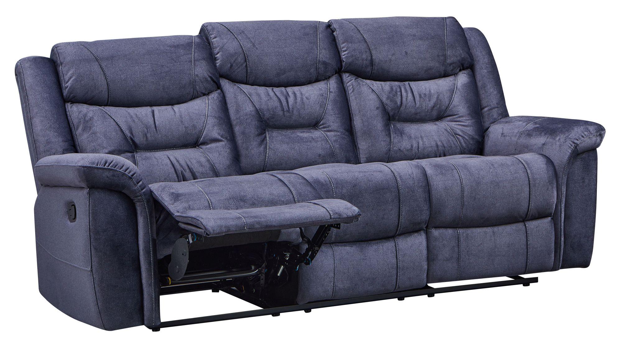 Dudley Silvano Recliner Sofa - 3 Seater - Blue Fabric