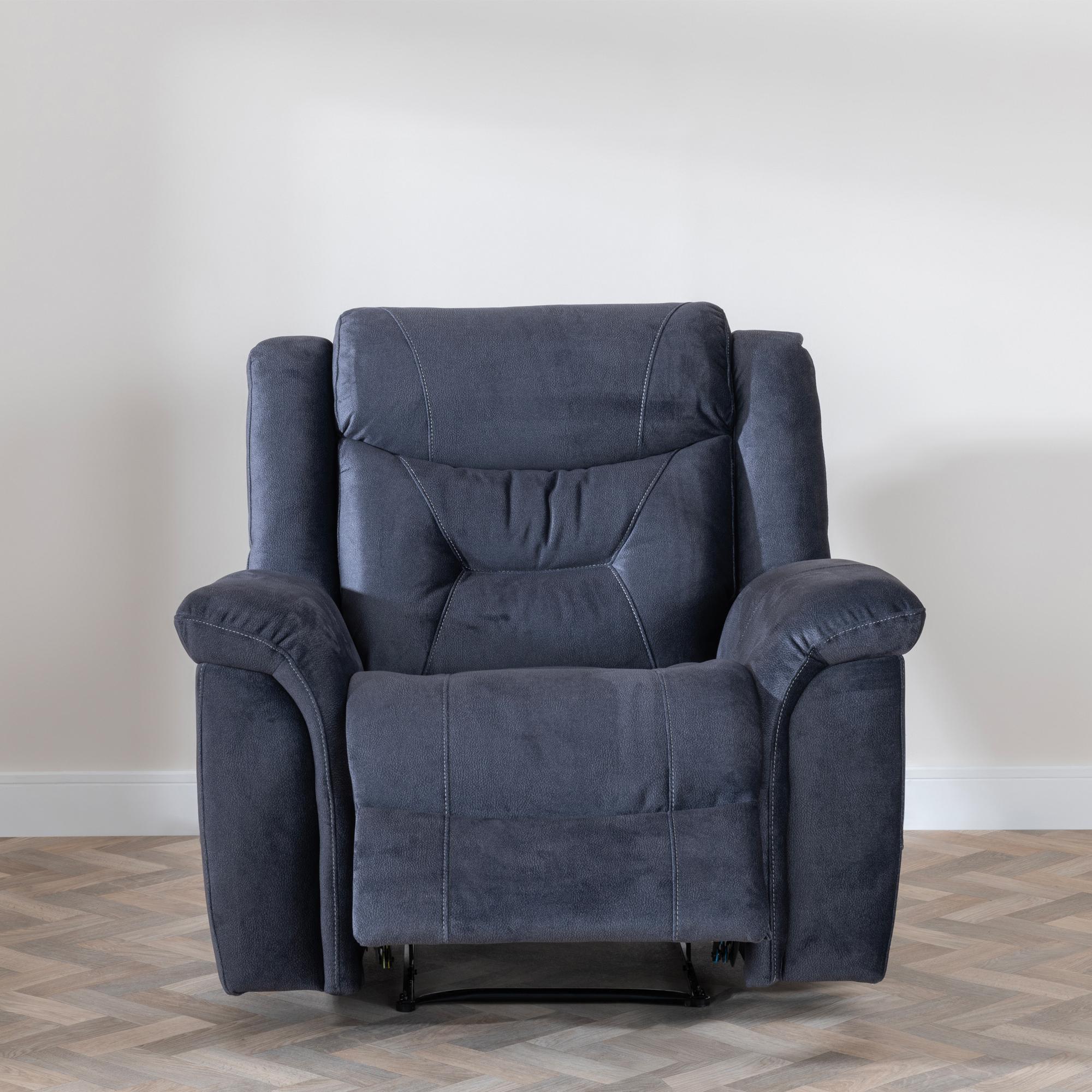 Dudley Silvano Recliner Armchair - Blue Fabric