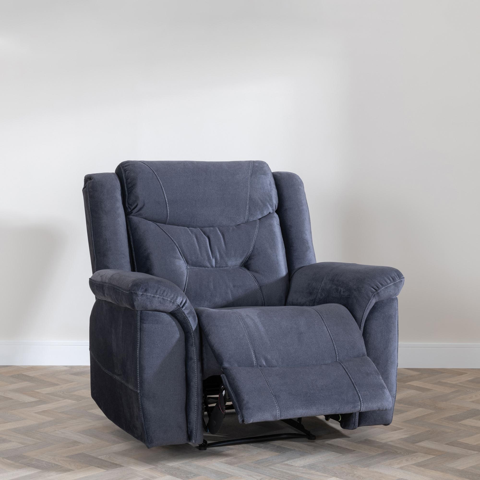 Dudley Silvano Recliner Armchair - Blue Fabric
