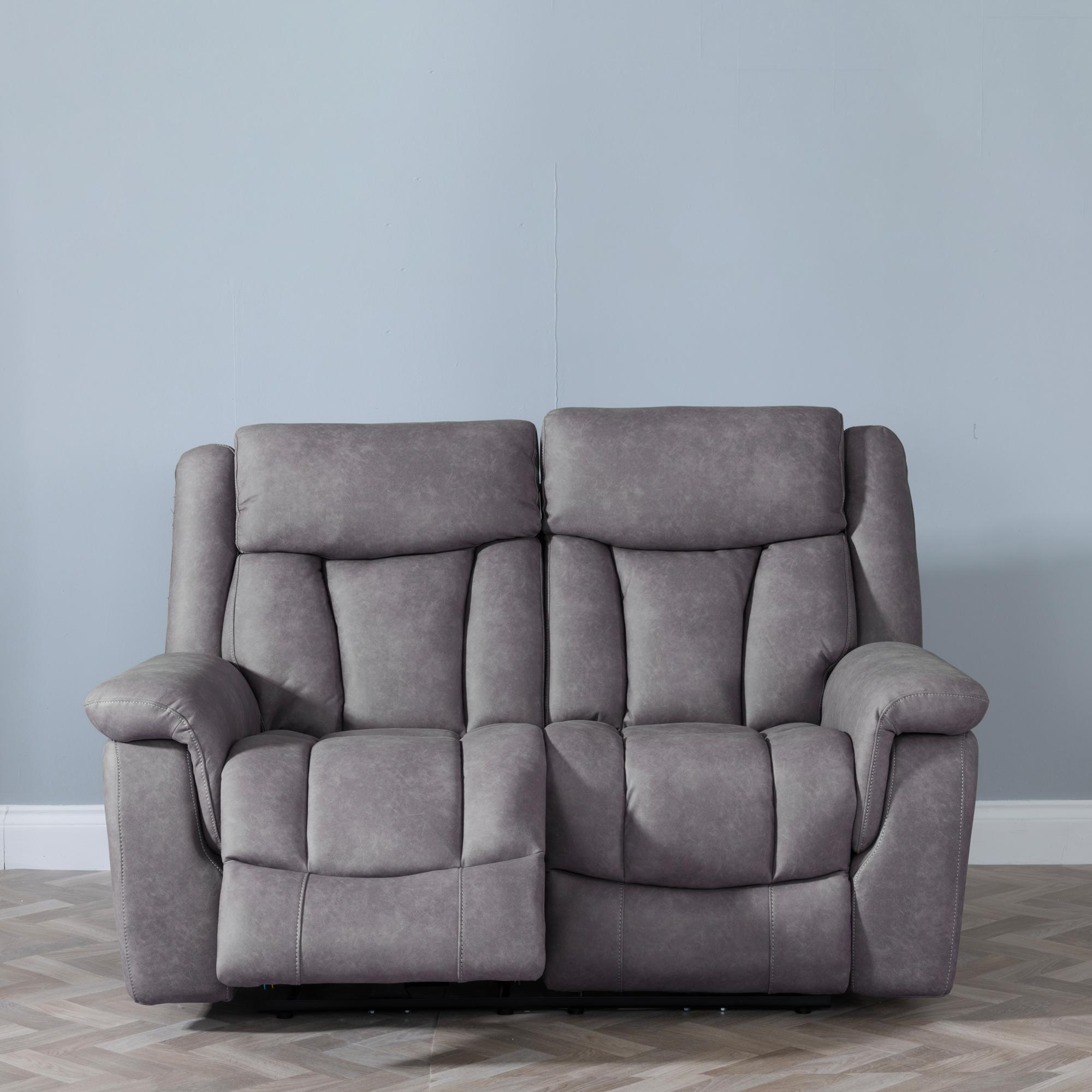Dylan Electric Recliner Sofa - 2 Seater - Grey Fabric