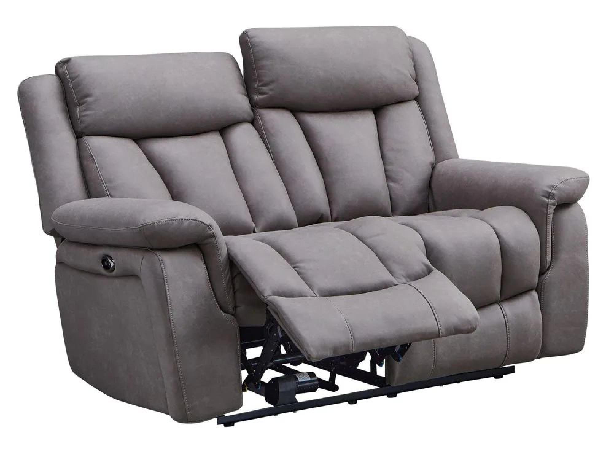 Dylan Electric Recliner Sofa - 2 Seater - Grey Fabric