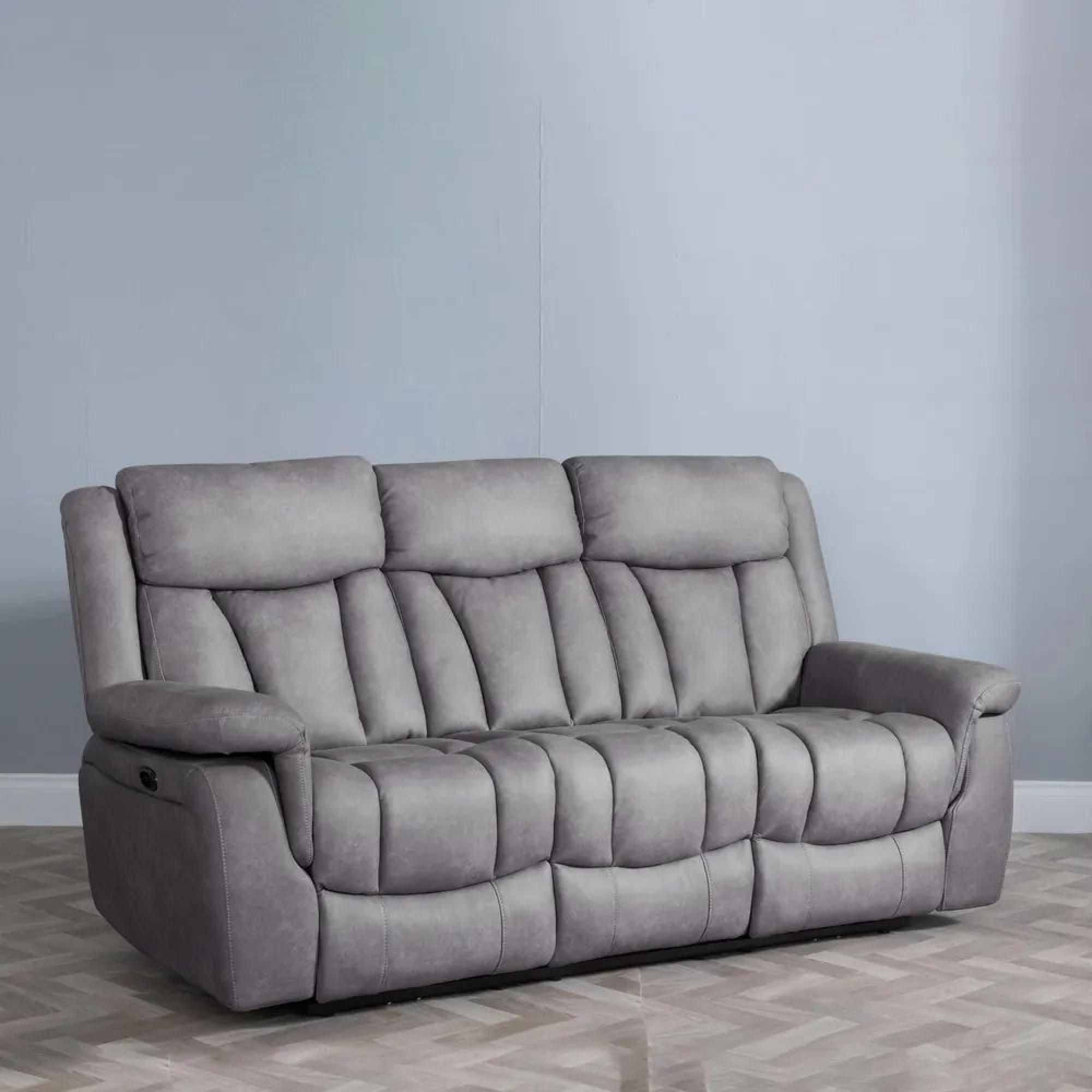 Dylan Electric Recliner Sofa Set - 3+2+1 - Grey Fabric