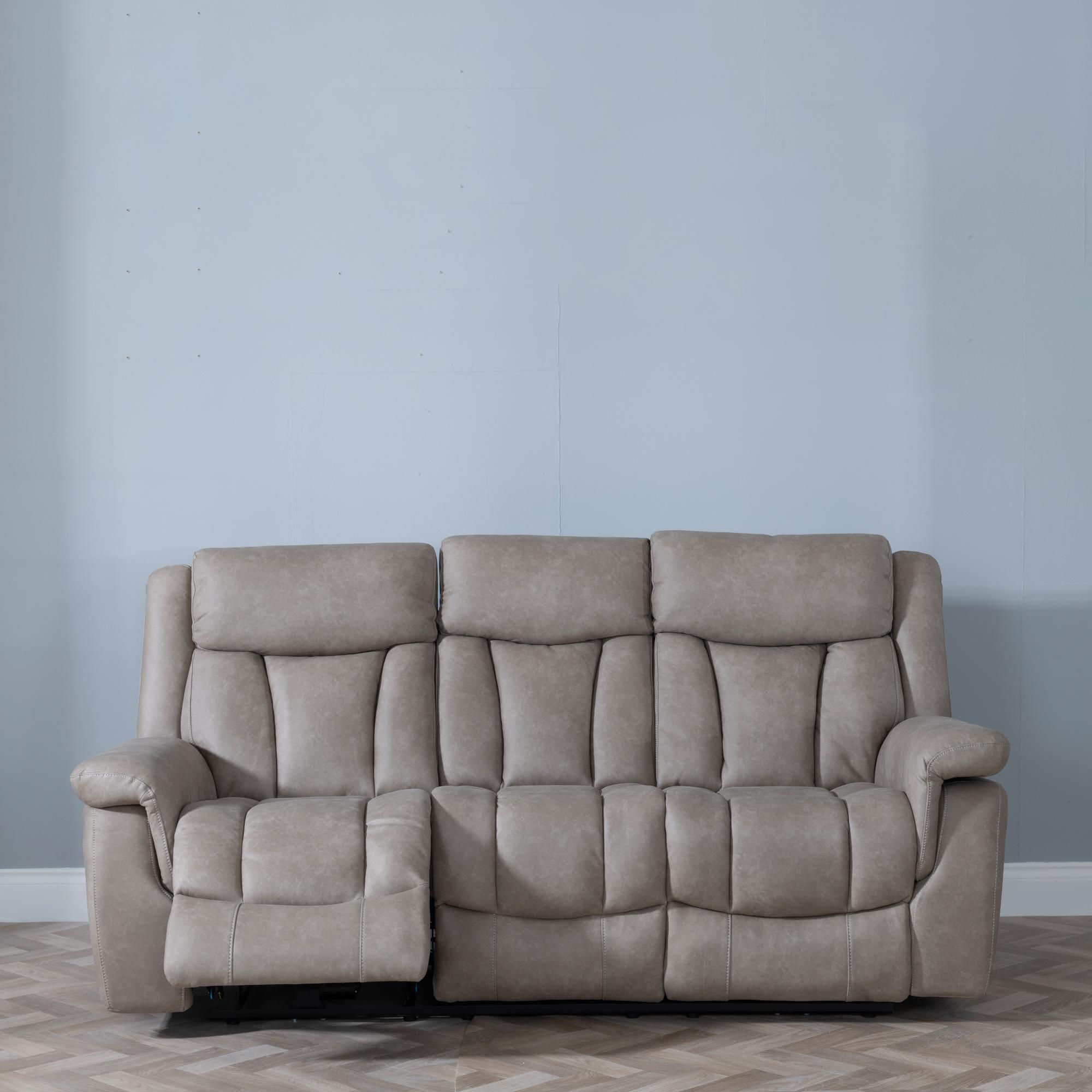 Dylan Electric Recliner Sofa - 3 Seater - Sandstone Fabric