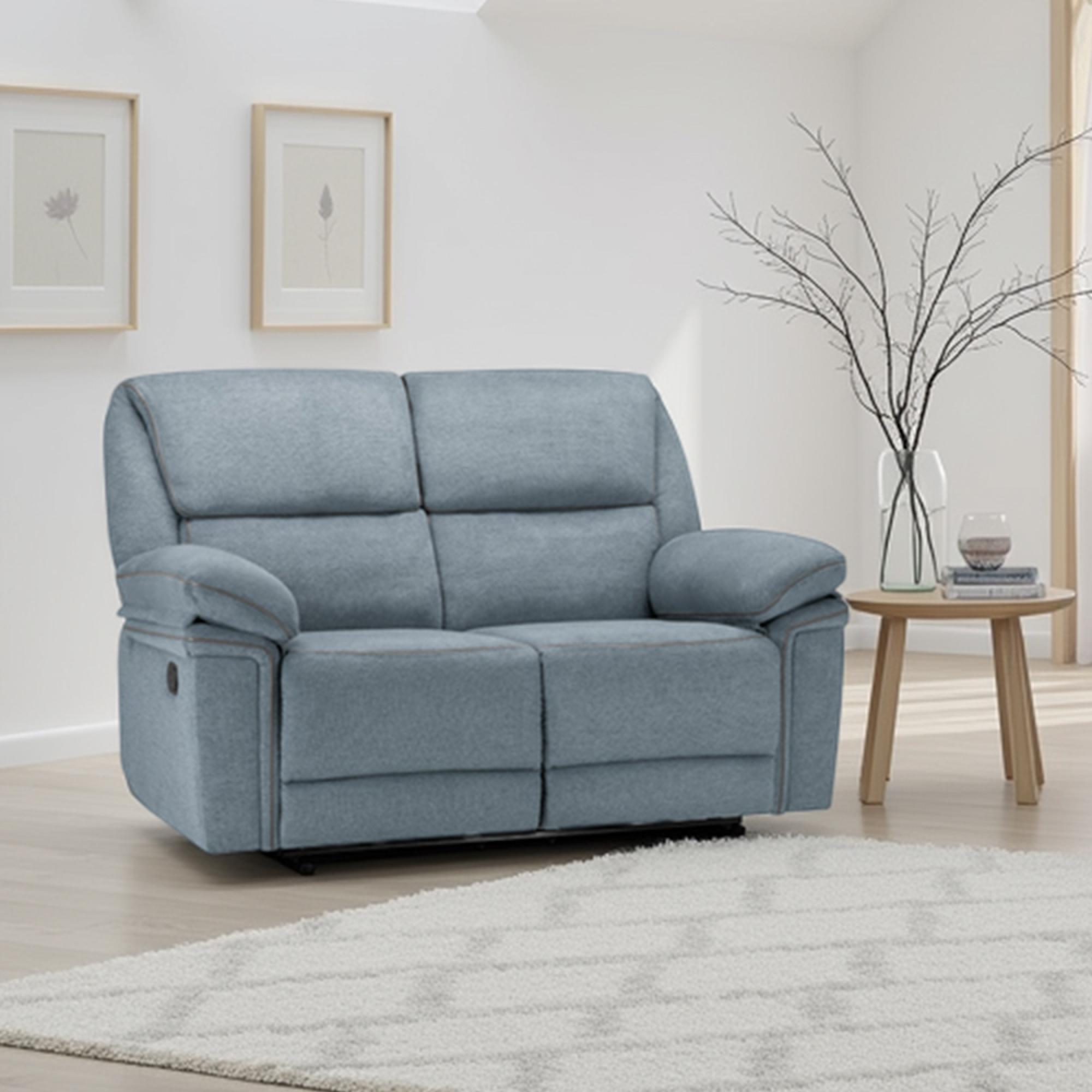Elio Manual Recliner Sofa - Grey Fabric - 2 Seater