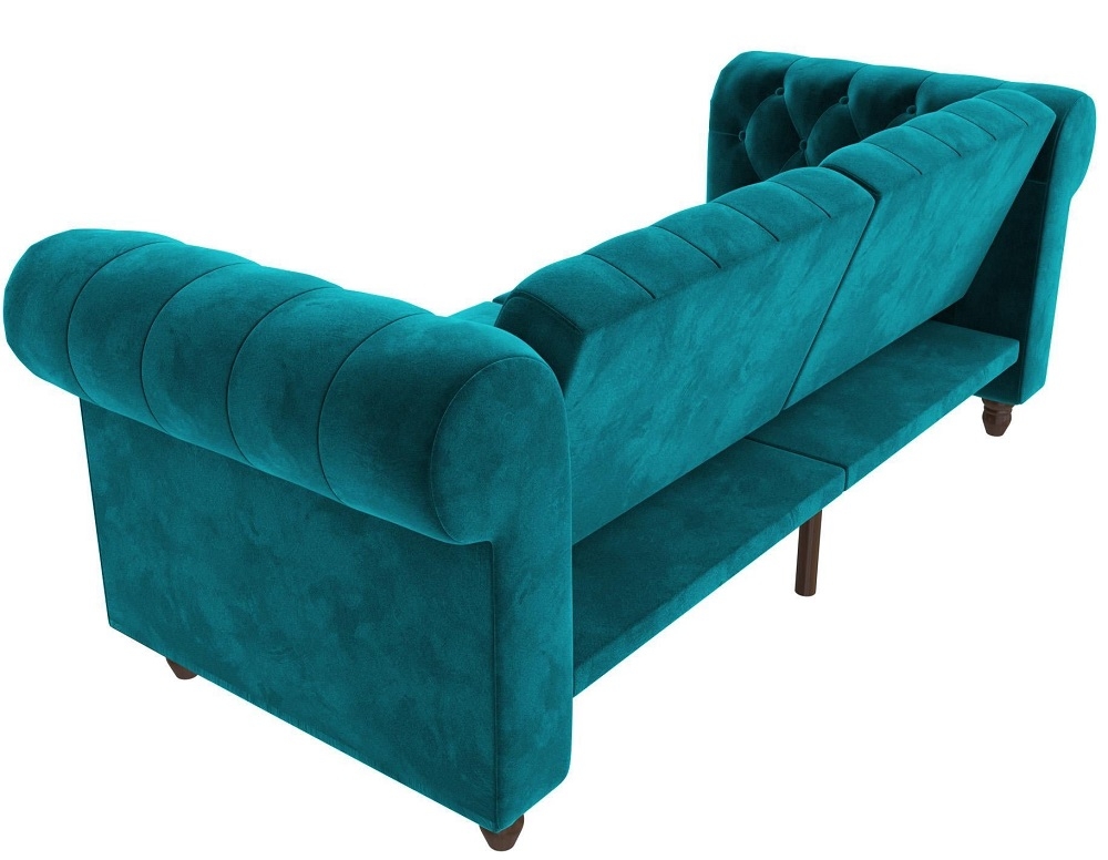 Felix Chesterfield Sofa Bed - Teal Velvet Fabric - 2258979UK