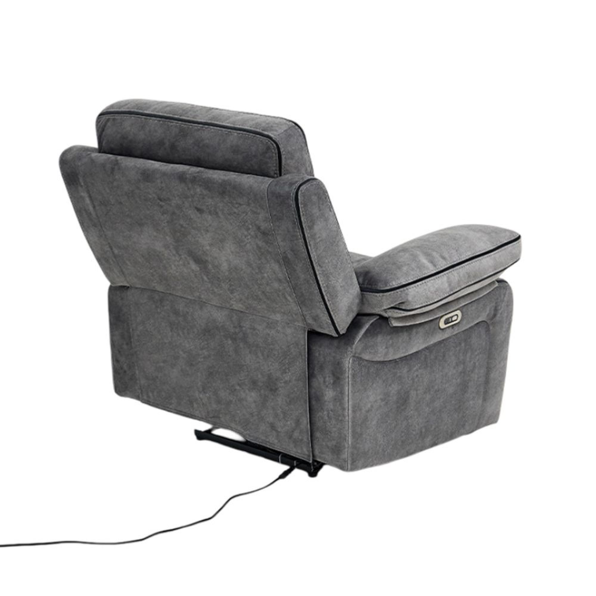 Foster Recliner Armchair - Grey Fabric - LED Lights