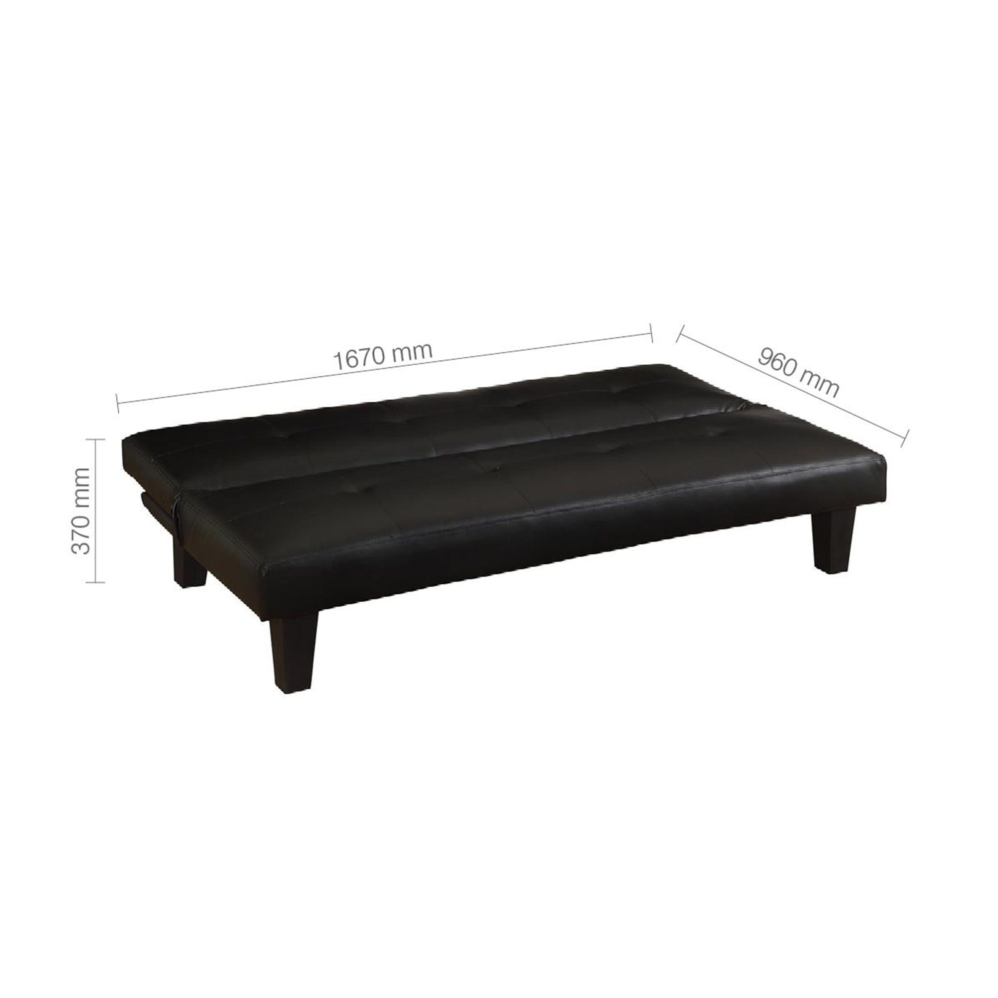 Franklin Click Clack Sofa Bed - 3 Seater - Black Faux Leather