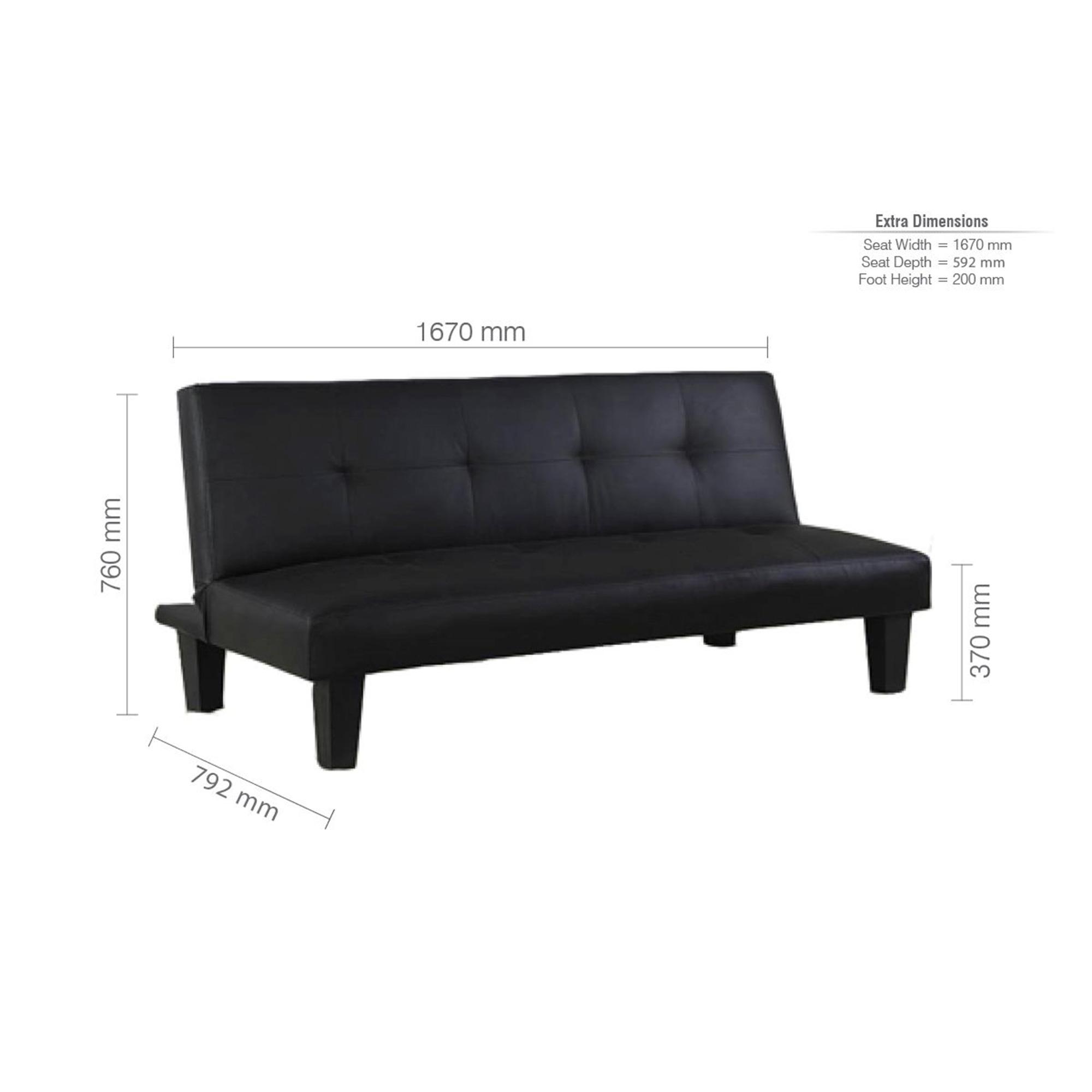 Franklin Click Clack Sofa Bed - 3 Seater - Black Faux Leather