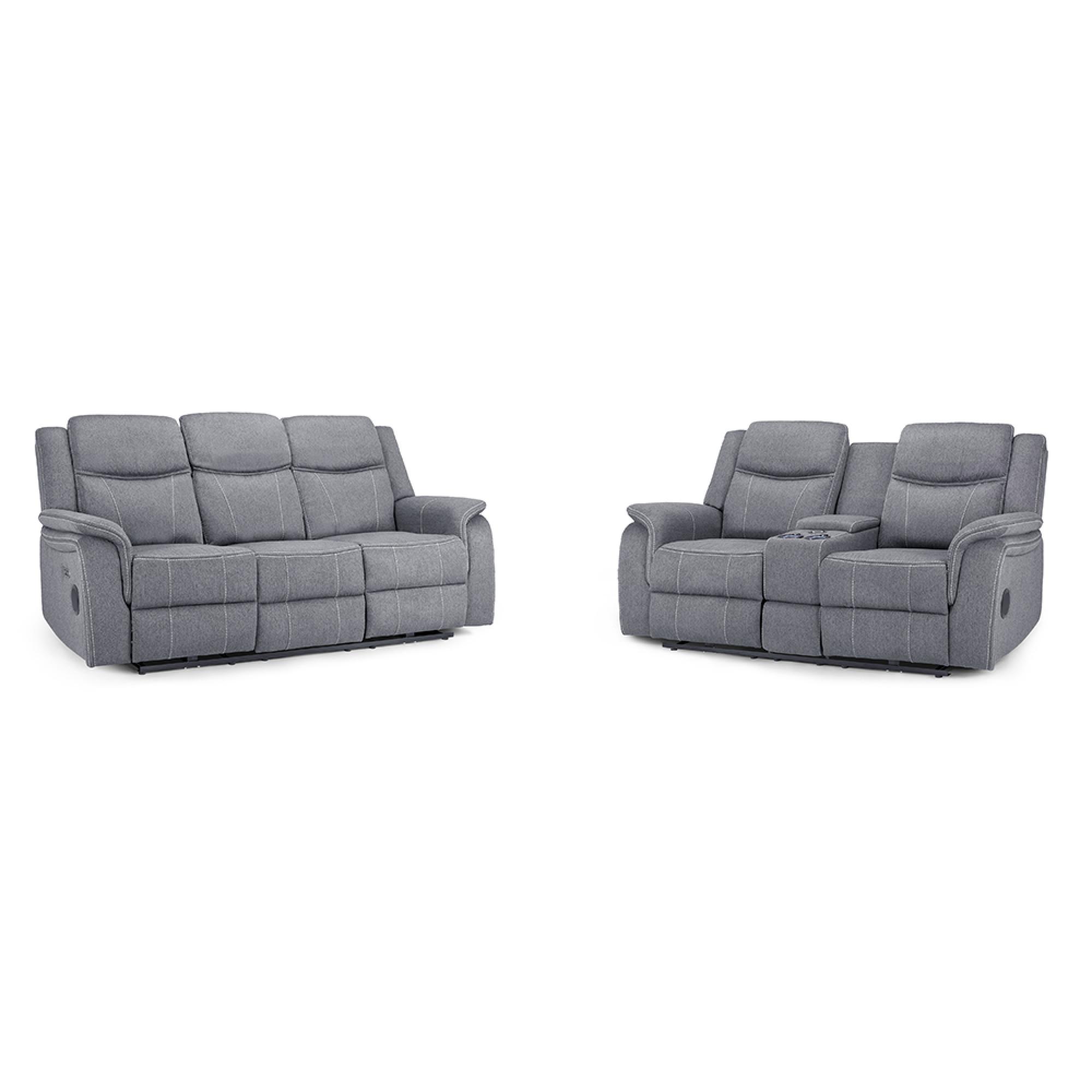 Galaxy Sofa Set - Tech Grey Fabric - 3+2 Seater