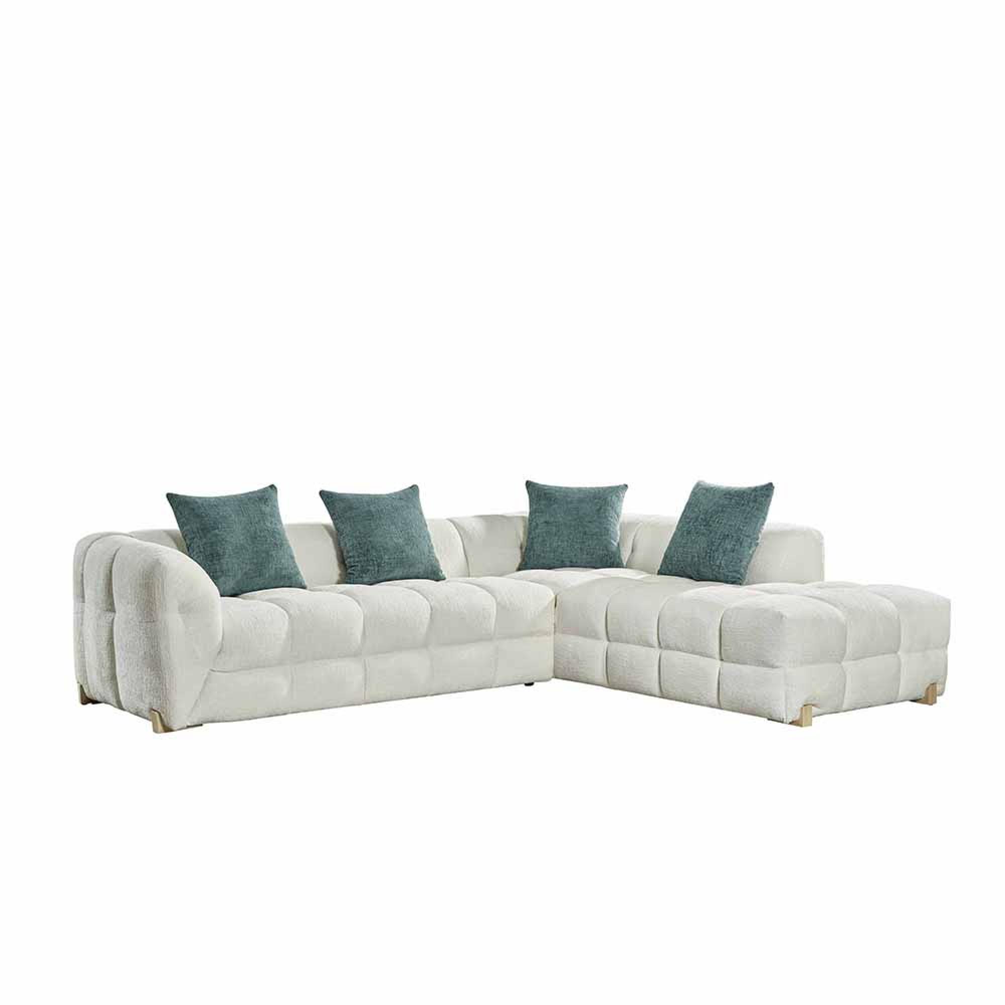 Genoa Corner Sofa - Beige Fabric - RHF