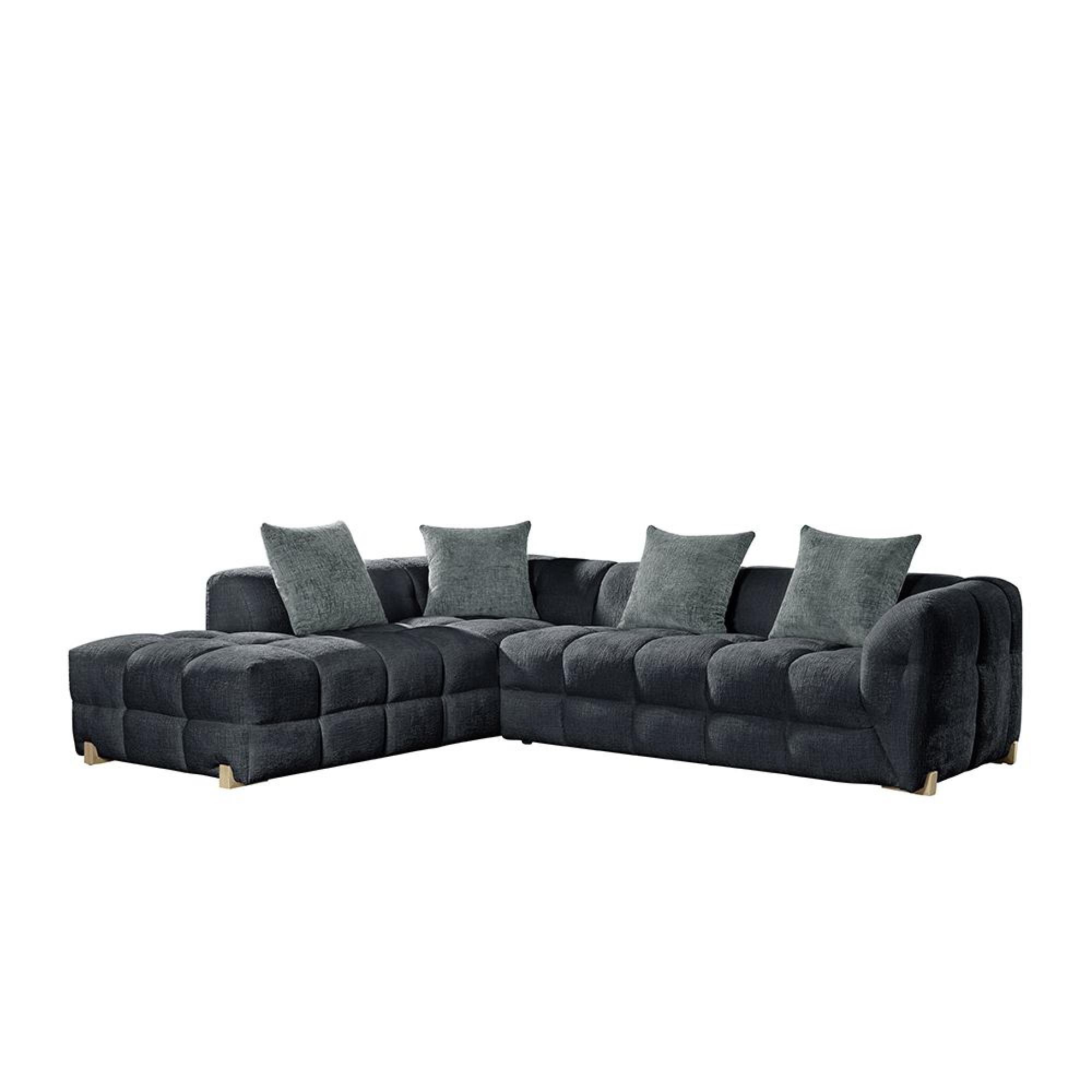 Genoa Corner Sofa - Charcoal Fabric - LHF