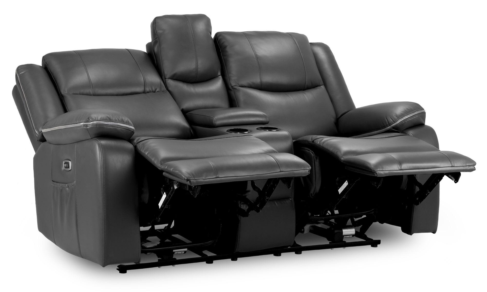 Harald Electric Recliner Sofa - Black Faux Leather - 2 Seater