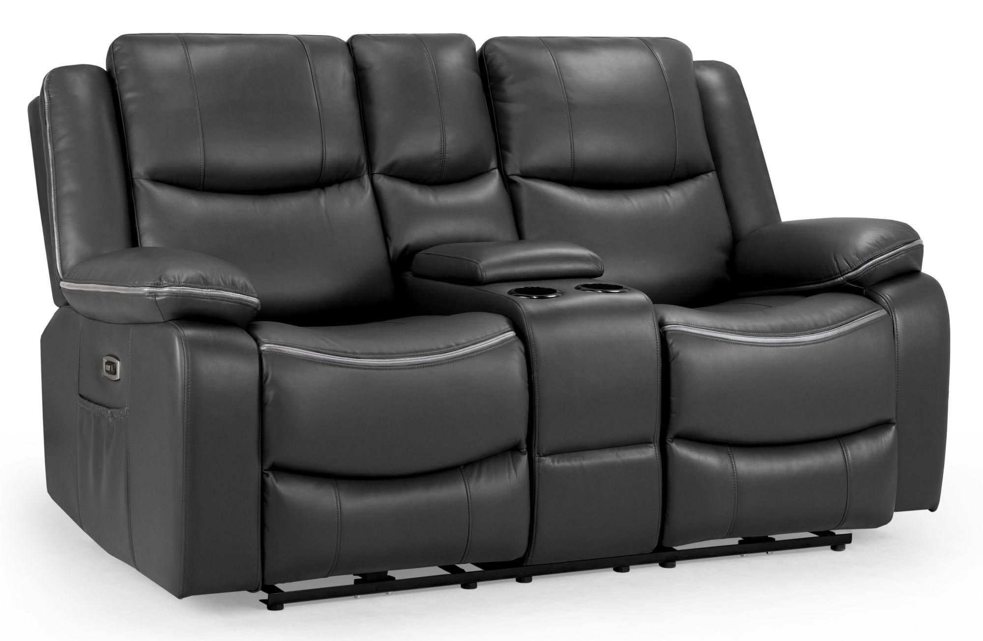 Harald Electric Recliner Sofa - Black Faux Leather - 2 Seater