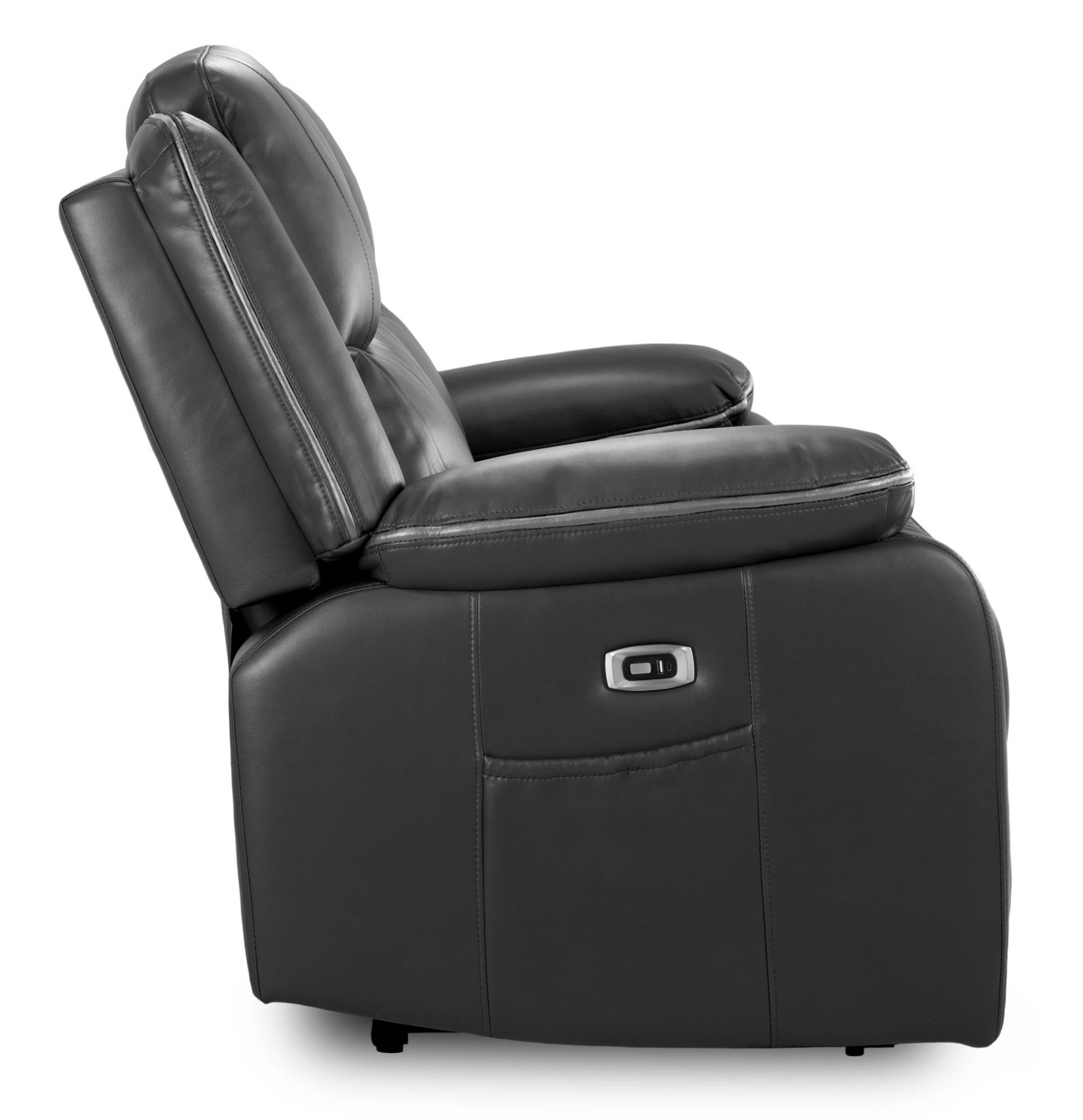 Harald Electric Recliner Sofa Set - Black Faux Leather - 3+2 Seater