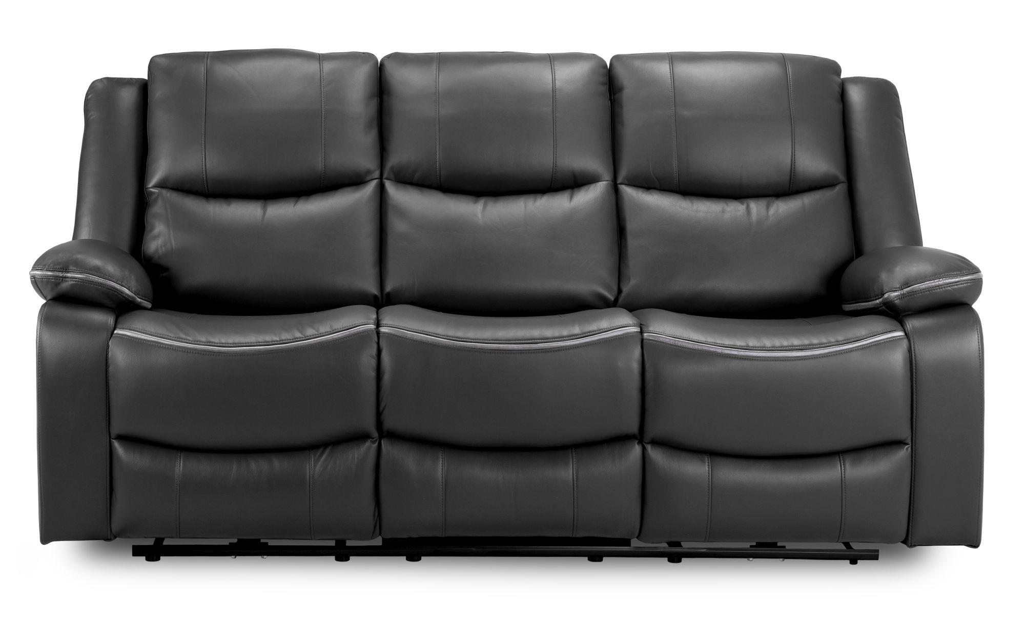 Harald Electric Recliner Sofa - Black Faux Leather - 3 Seater