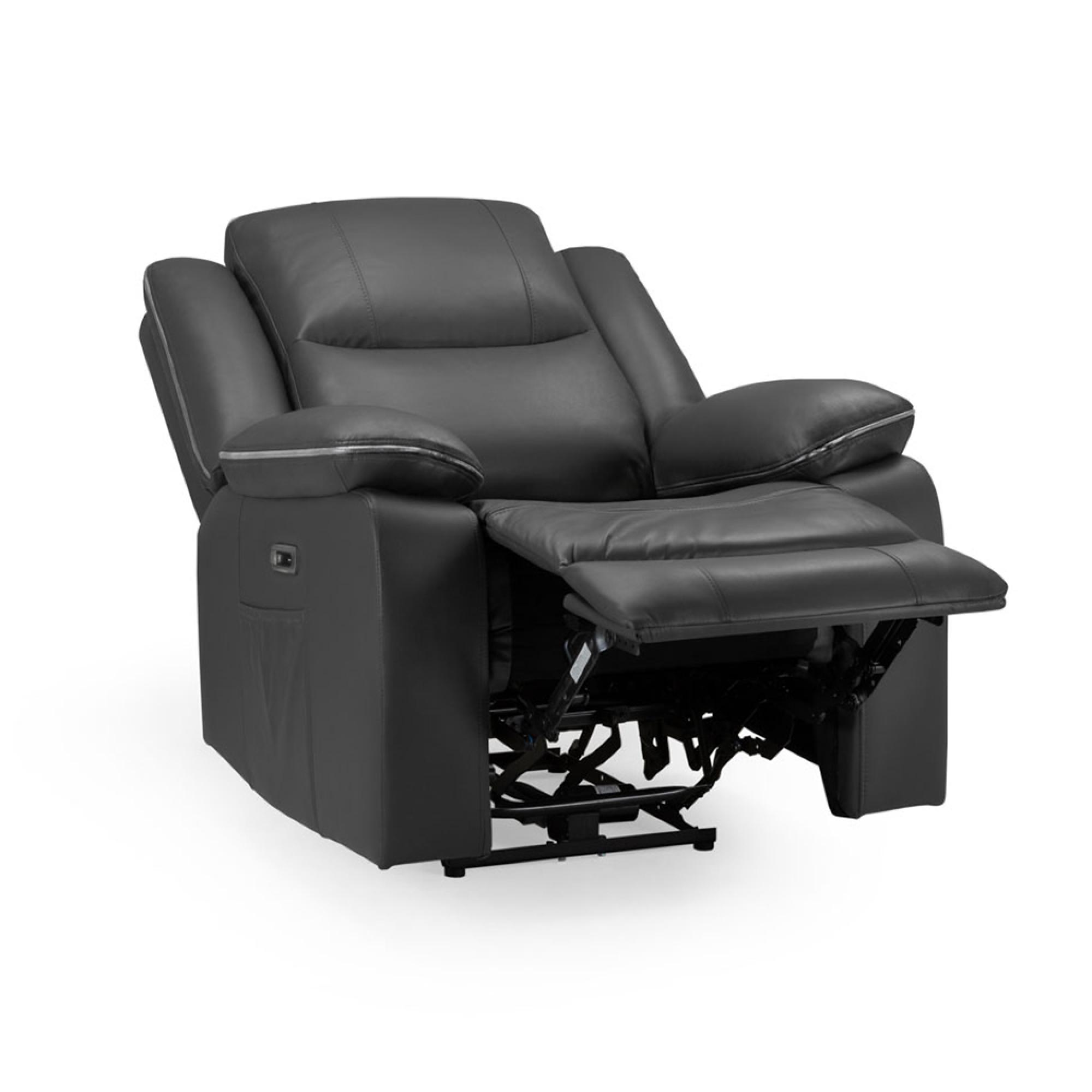 Harald Electric Recliner Armchair - Black Faux Leather
