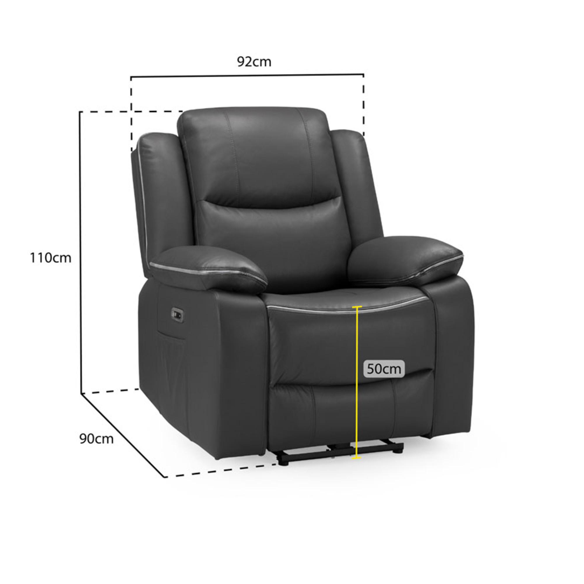 Harald Electric Recliner Armchair - Black Faux Leather