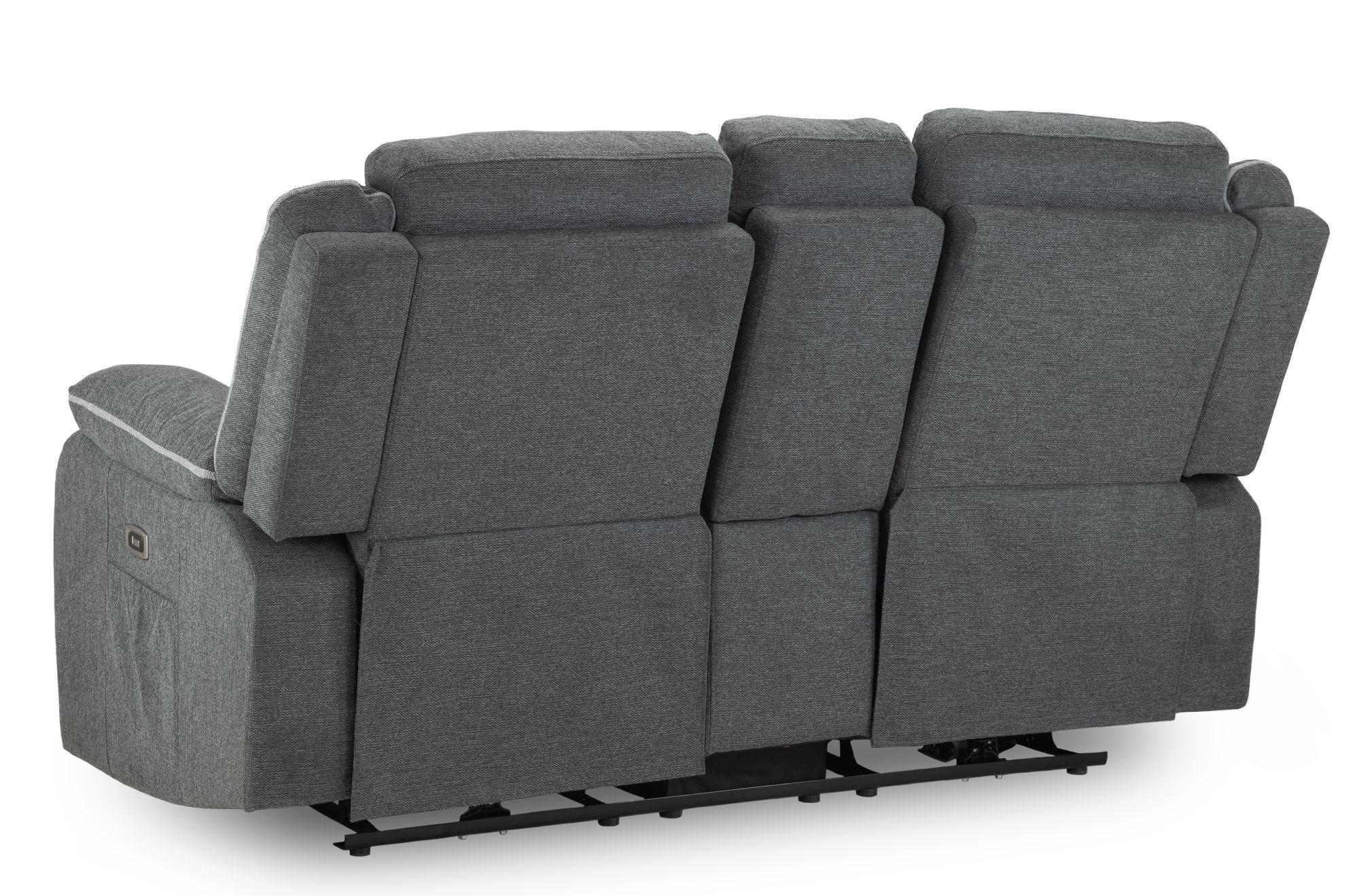 Harald Electric Recliner Sofa - Graphite Fabric - 2 Seater