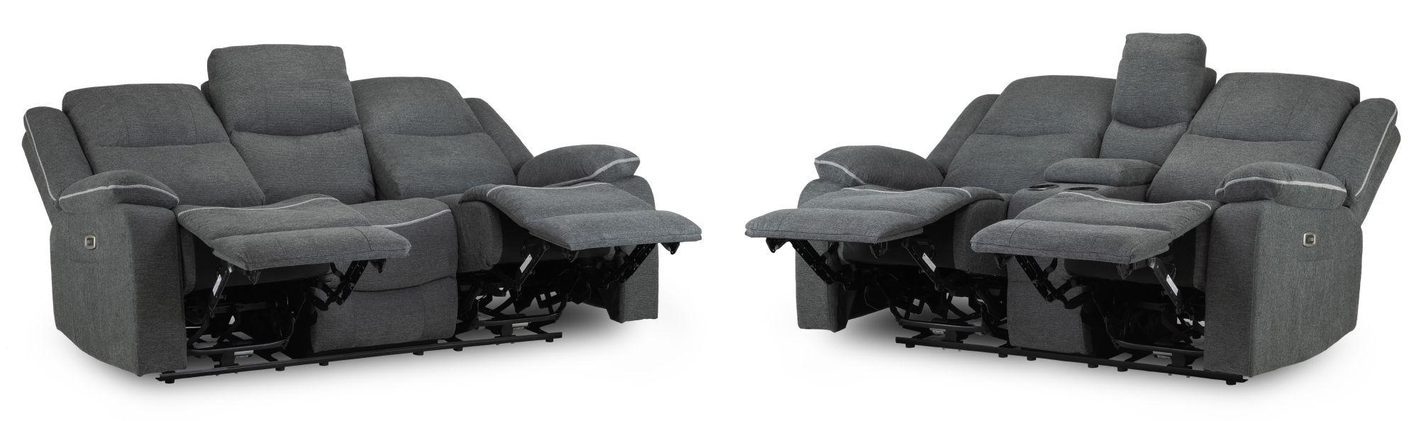 Harald Electric Recliner Sofa Set - Graphite Fabric - 3+2 Seater