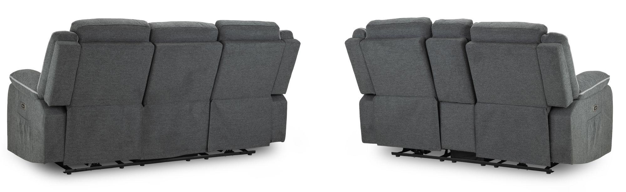 Harald Electric Recliner Sofa Set - Graphite Fabric - 3+2 Seater